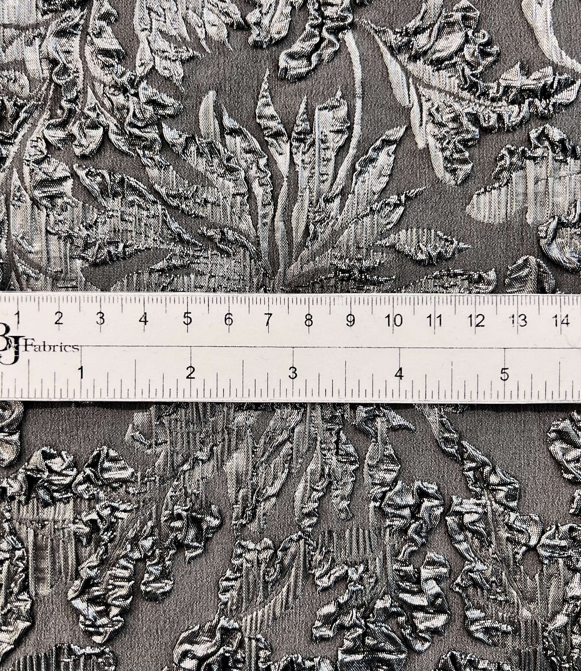 Made in Italy Silk Blend Stretch Floral Brocade in Gray