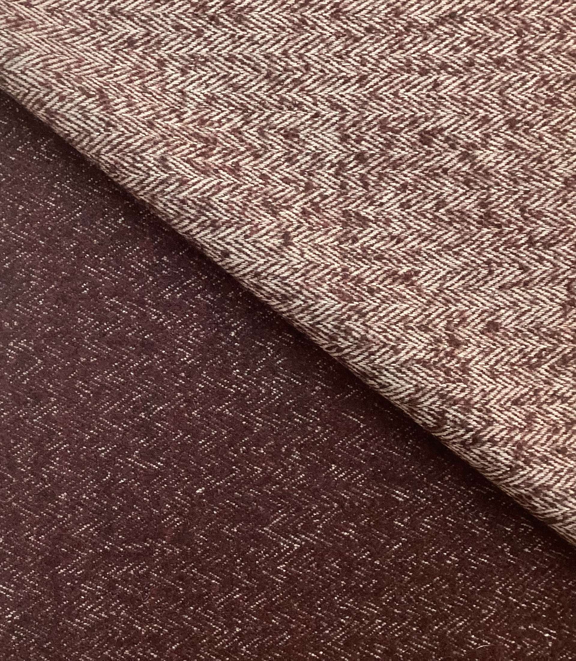 Austrian Wool Angora & Nylon Herringbone In Malbec Silver Grey