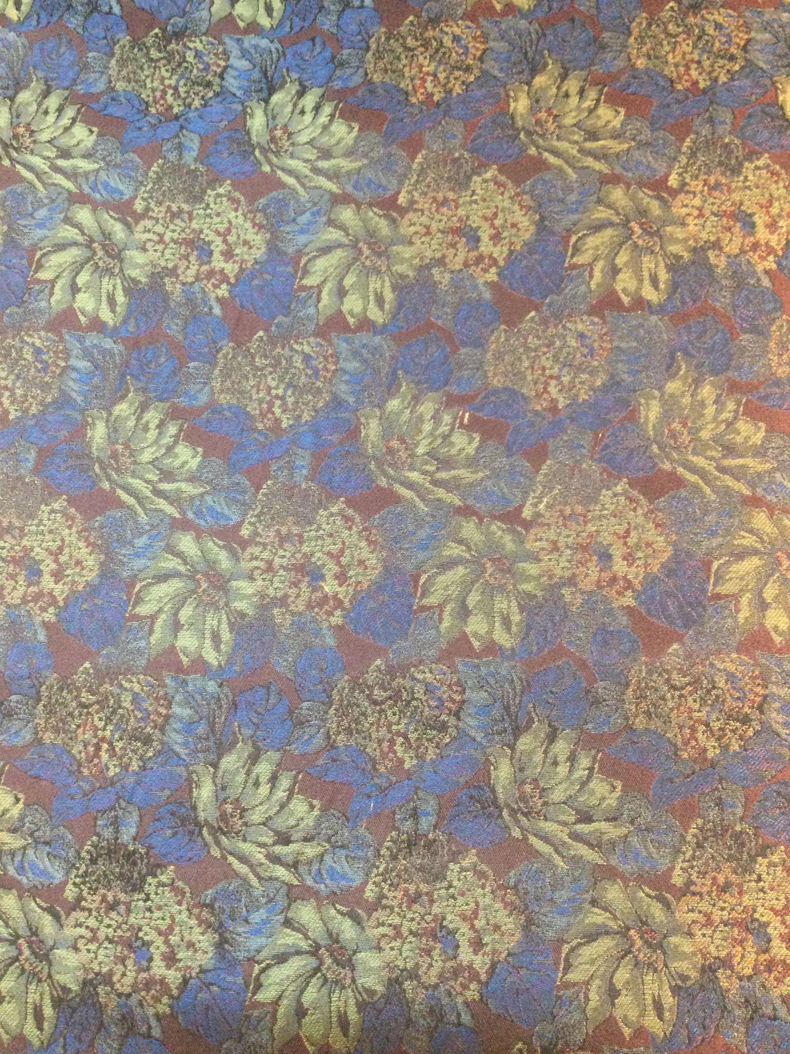 Made in Italy 100% Silk Tie Brocade with Red/Gold/Navy Leaf Design 