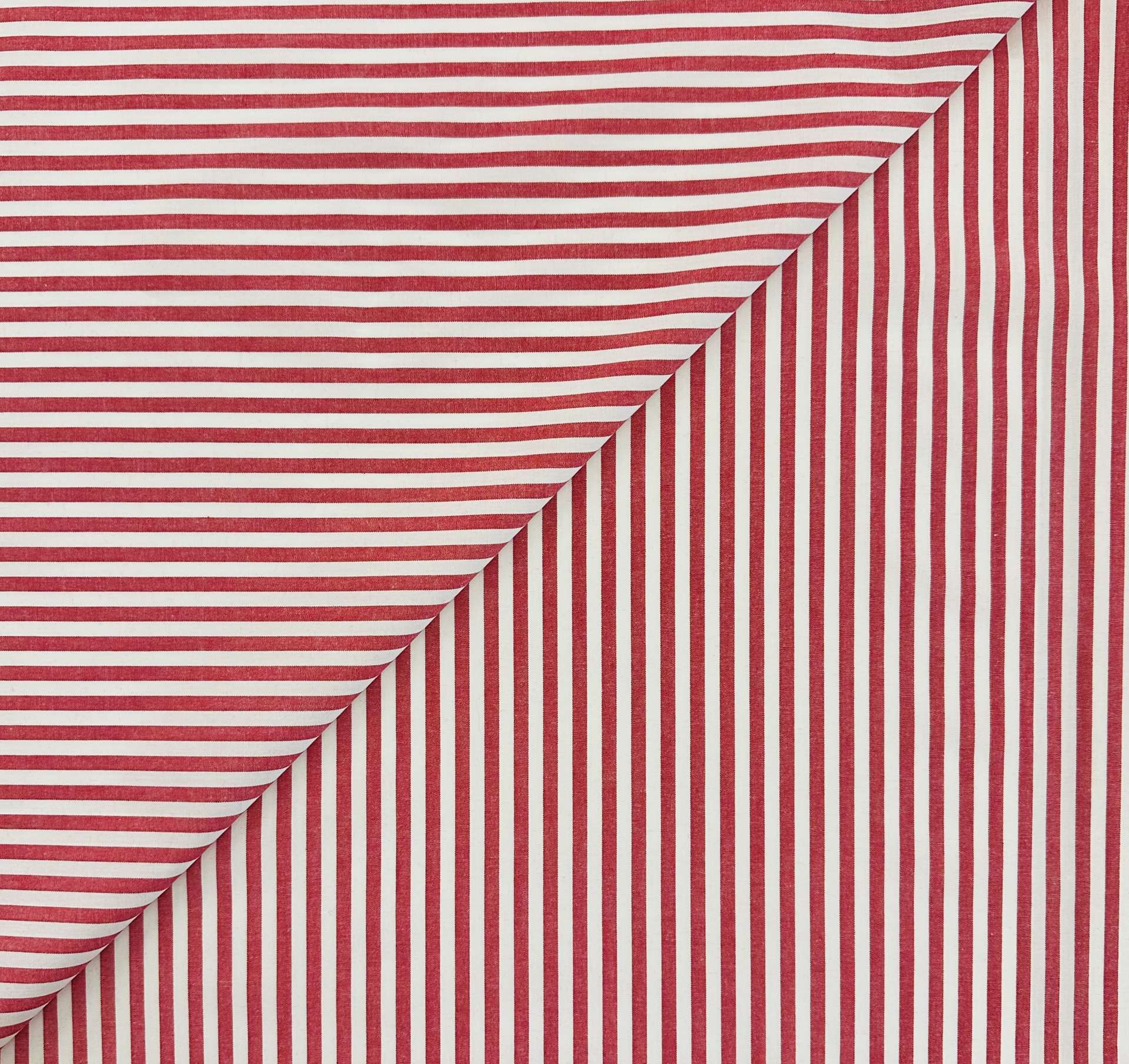 Sustainable Cotton Yarn Dye Shirting Stripe in Lipstick