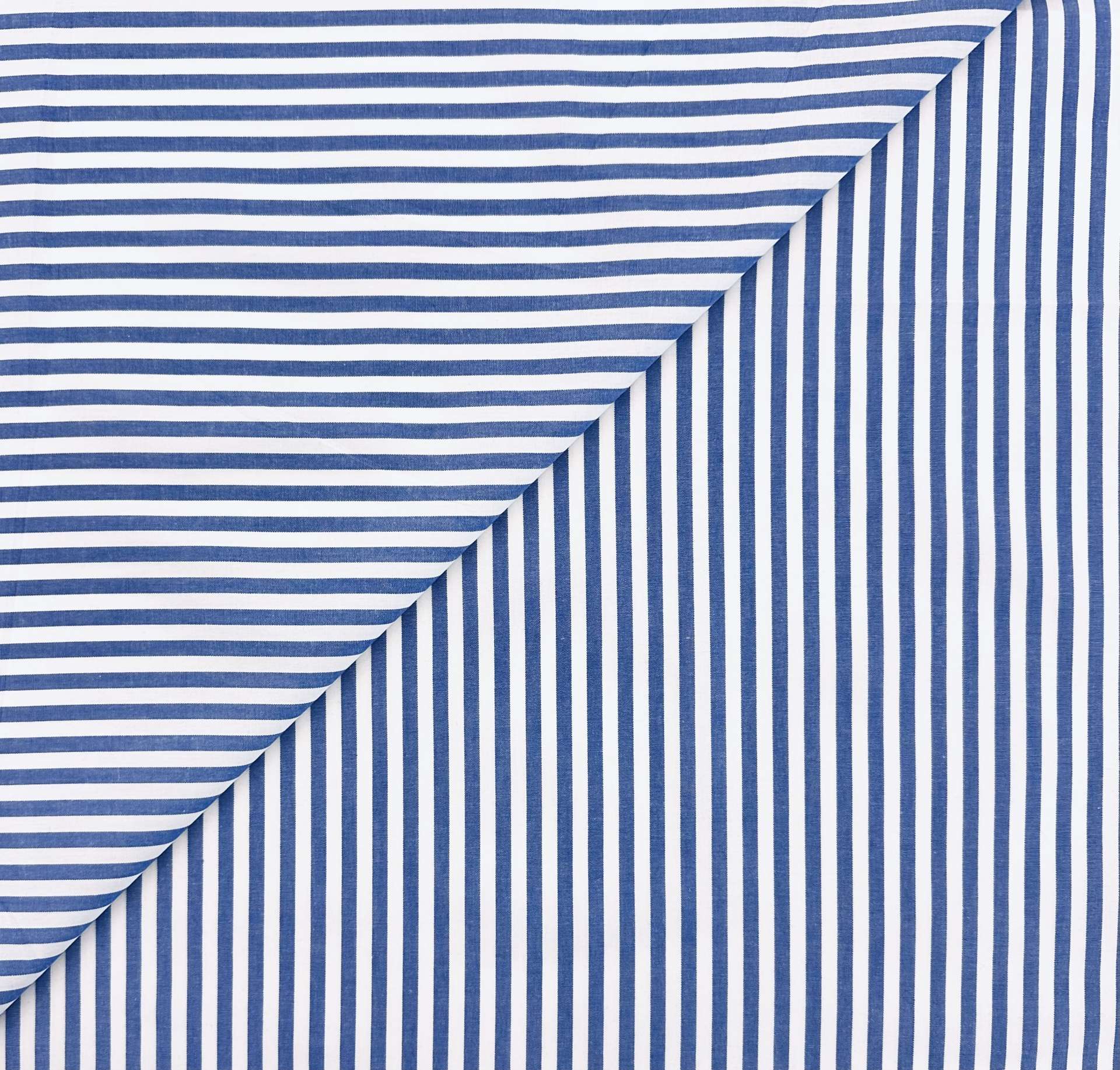 Sustainable Cotton Yarn Dye Shirting Stripe in Lapis