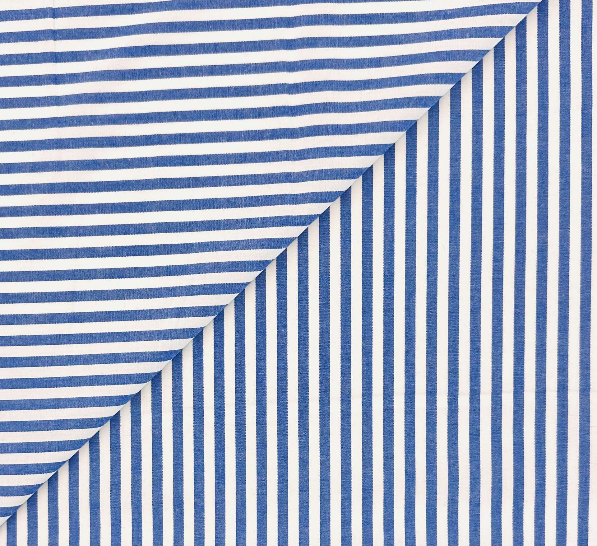 Sustainable Cotton Yarn Dye Shirting Stripe in Ink Blue