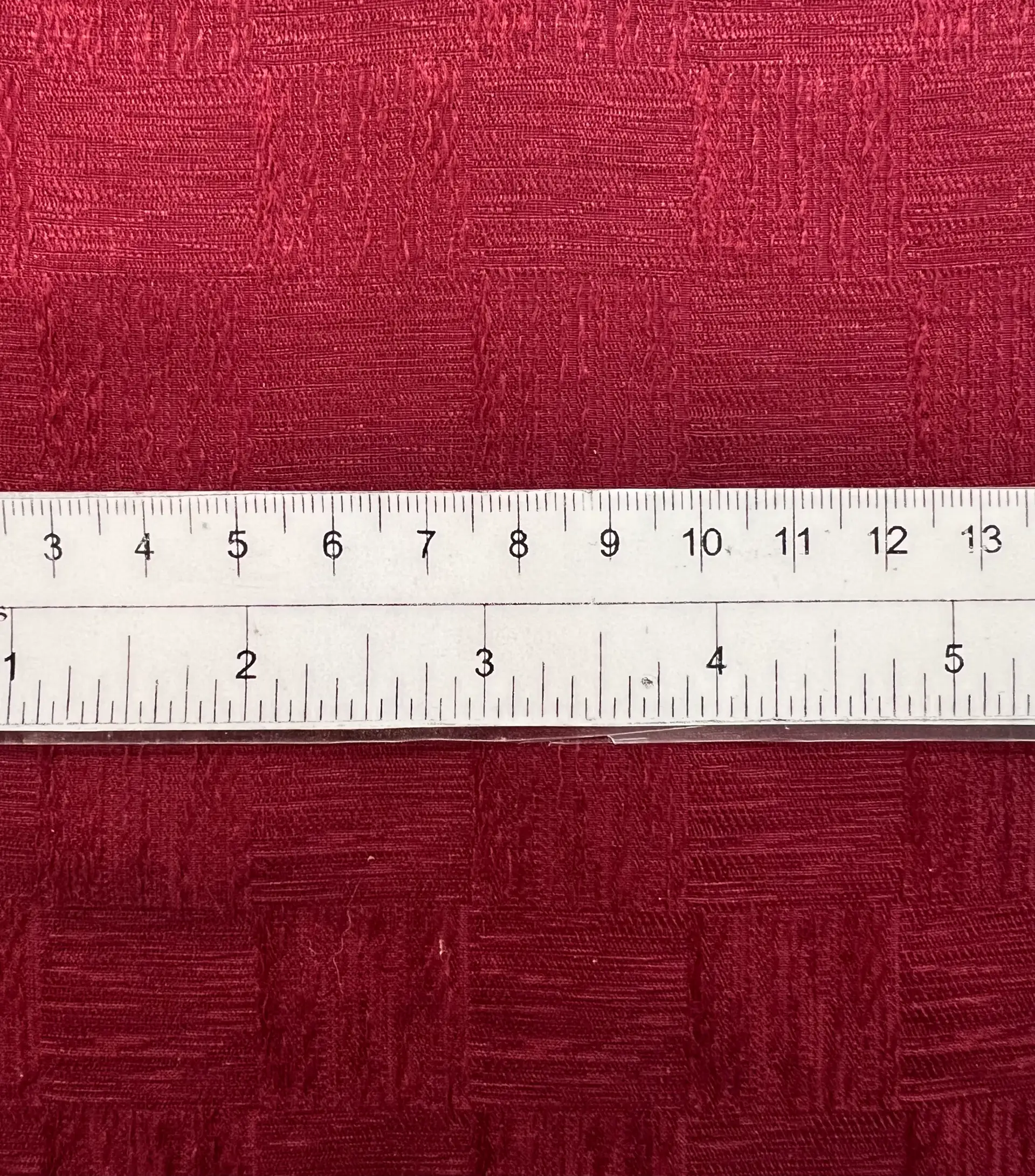 Made in Italy Pure Silk Textured Check Jacquard in Red