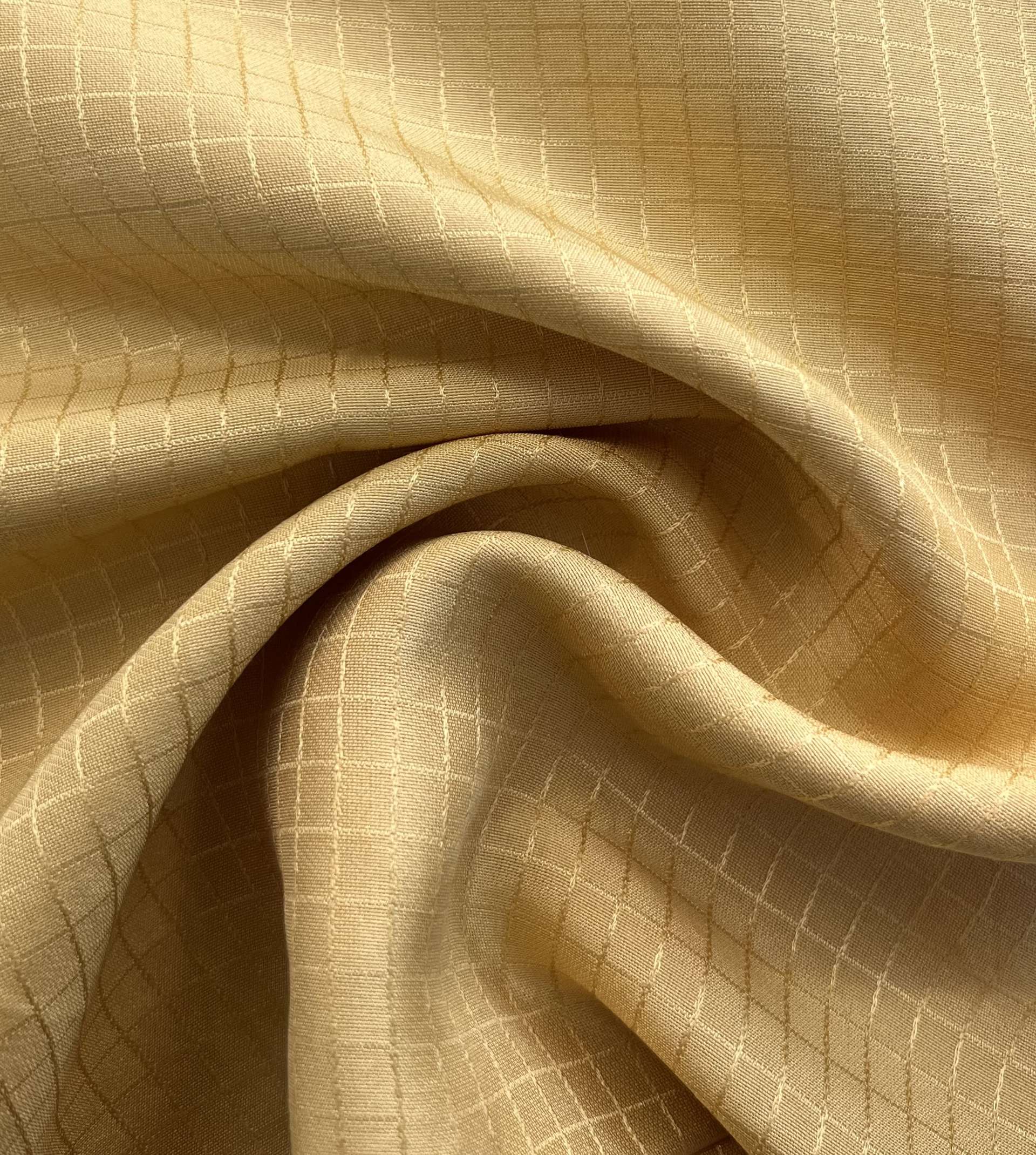 Made in Italy Pure Silk Windowpane Design Jacquard in Mustard
