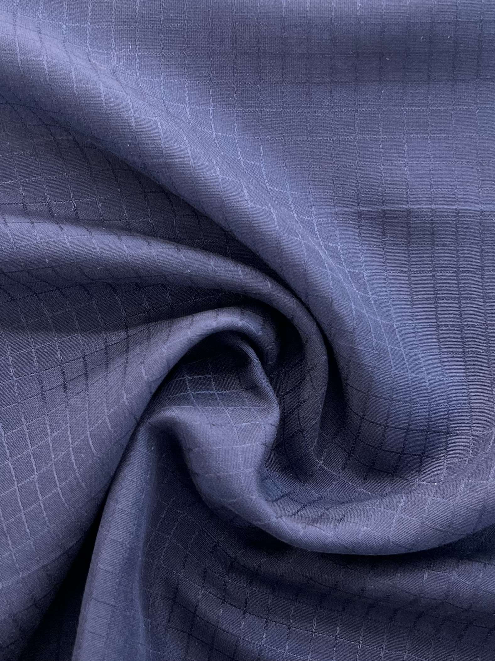 Made in Italy Pure Silk Windowpane Design Jacquard in Navy