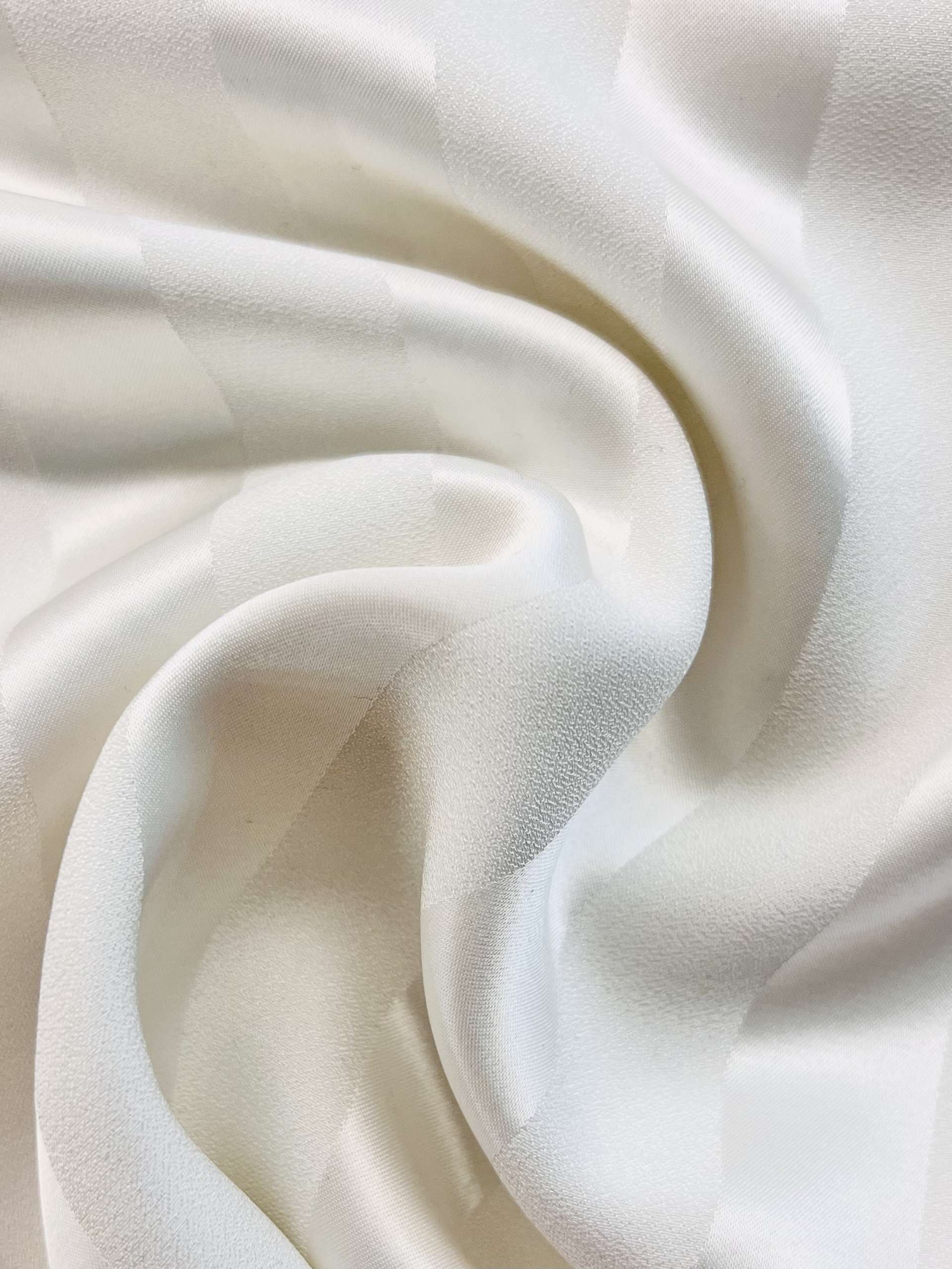 Japanese Triacetate Polyester Crepe Satin Stripe Jacquard in White