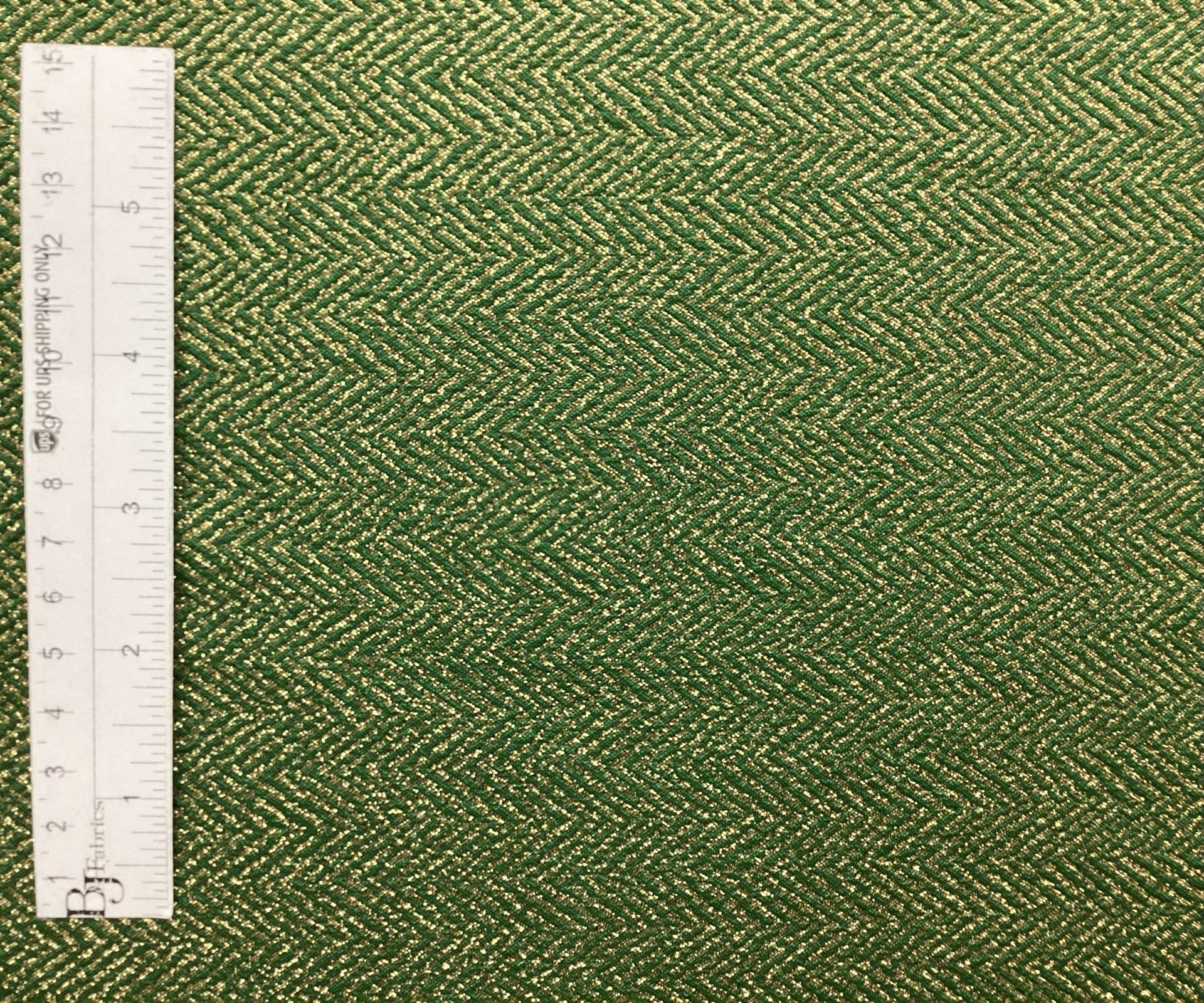 Vintage French Herringbone Brocade in Green & Gold