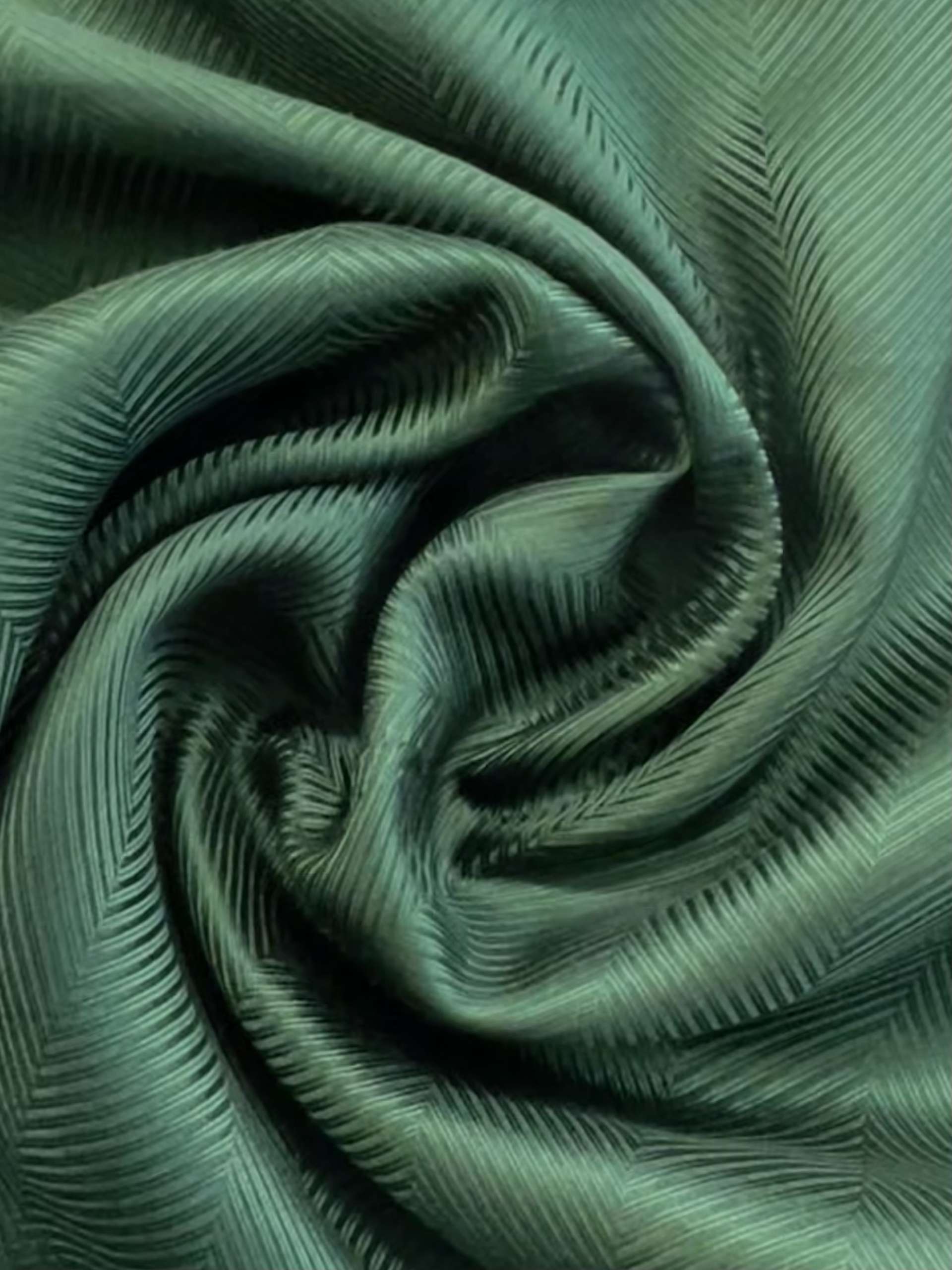 Made in Italy Pure Silk Herringbone Jacquard in Green
