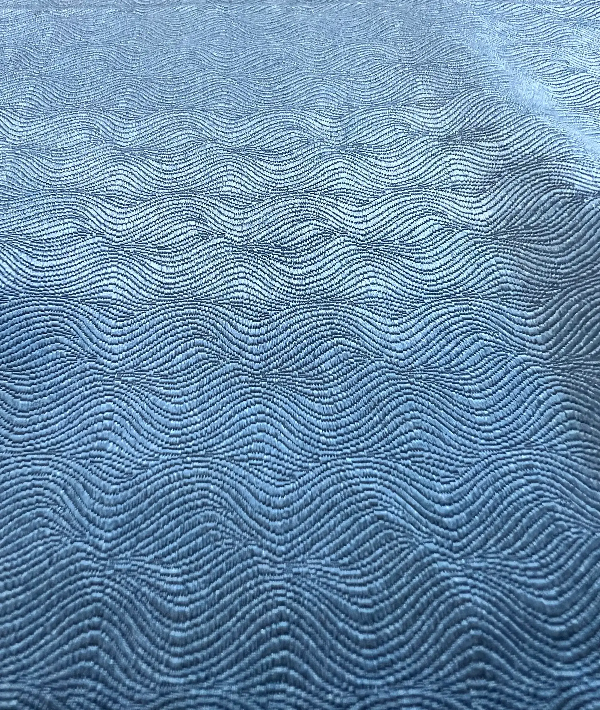 Made in Italy Pure Silk Wave Pattern Jacquard in Blueprint