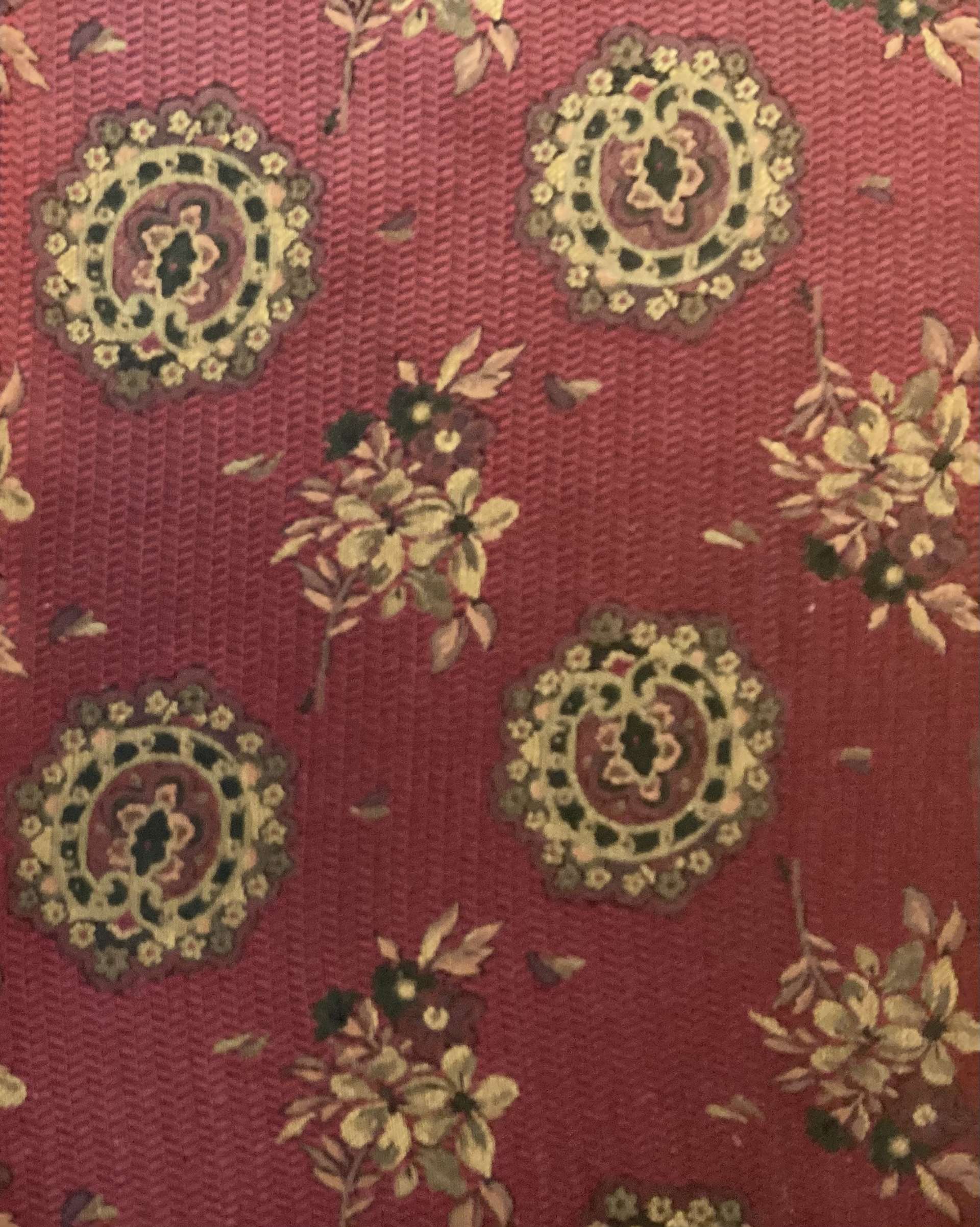 Made in Italy 100% Silk Tie Brocade in Wine Ground with Wine & Gold Floral