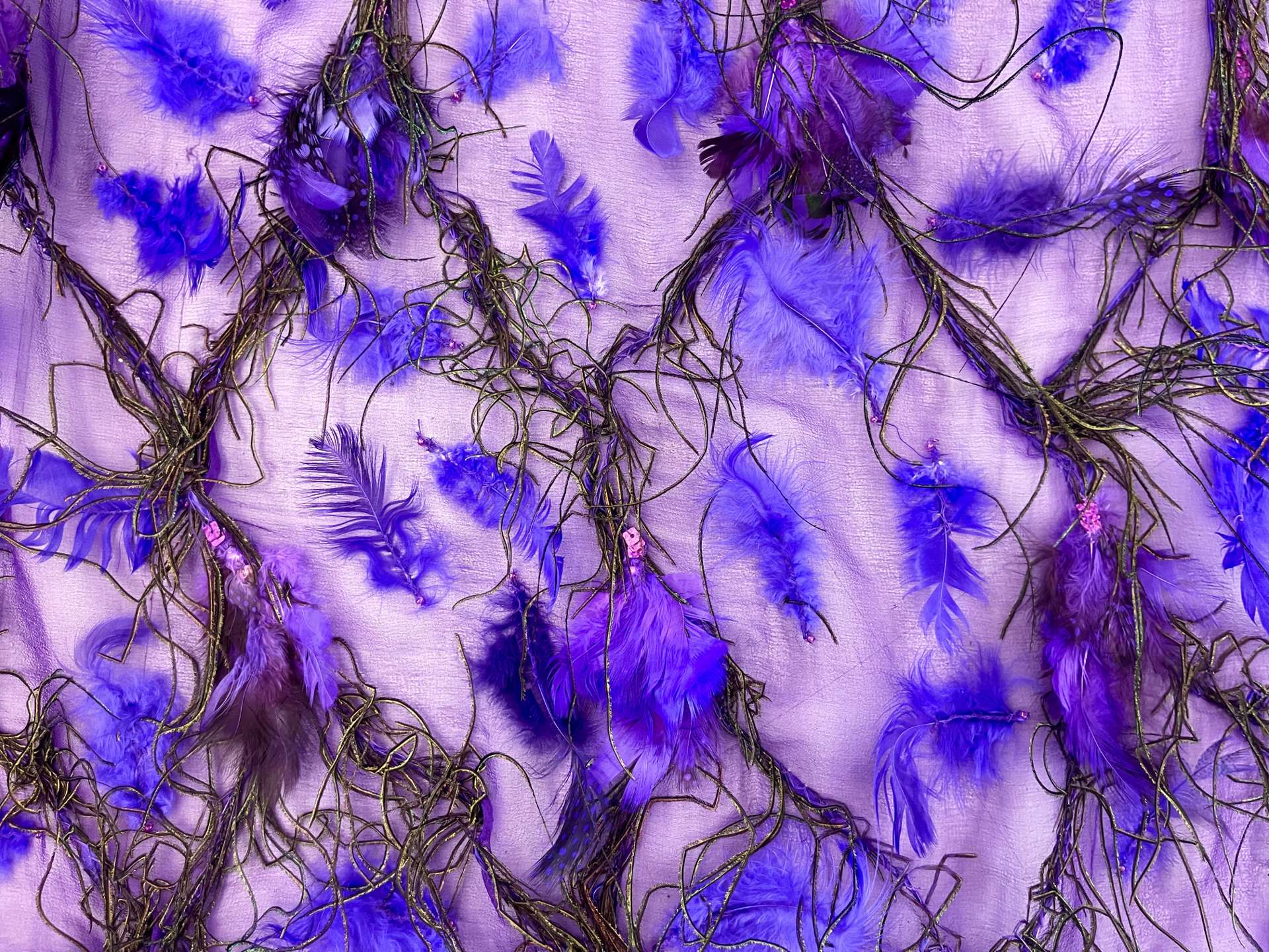 Feathers on Silk Chiffon in Purple