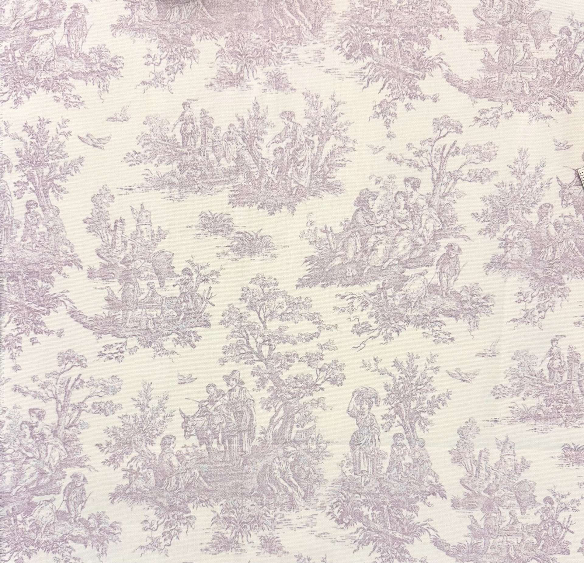 Toile de Jouy Cotton Canvas in Orchid White