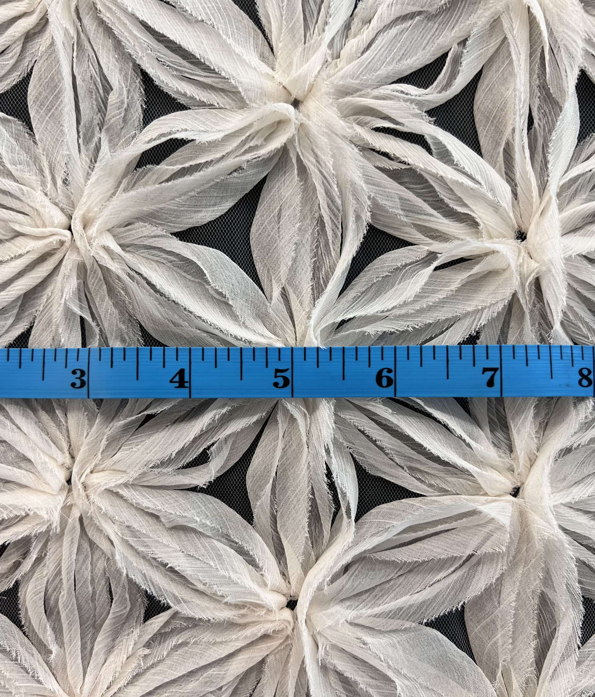 Chiffon Ribbon Embroidered Tulle in Ecru
