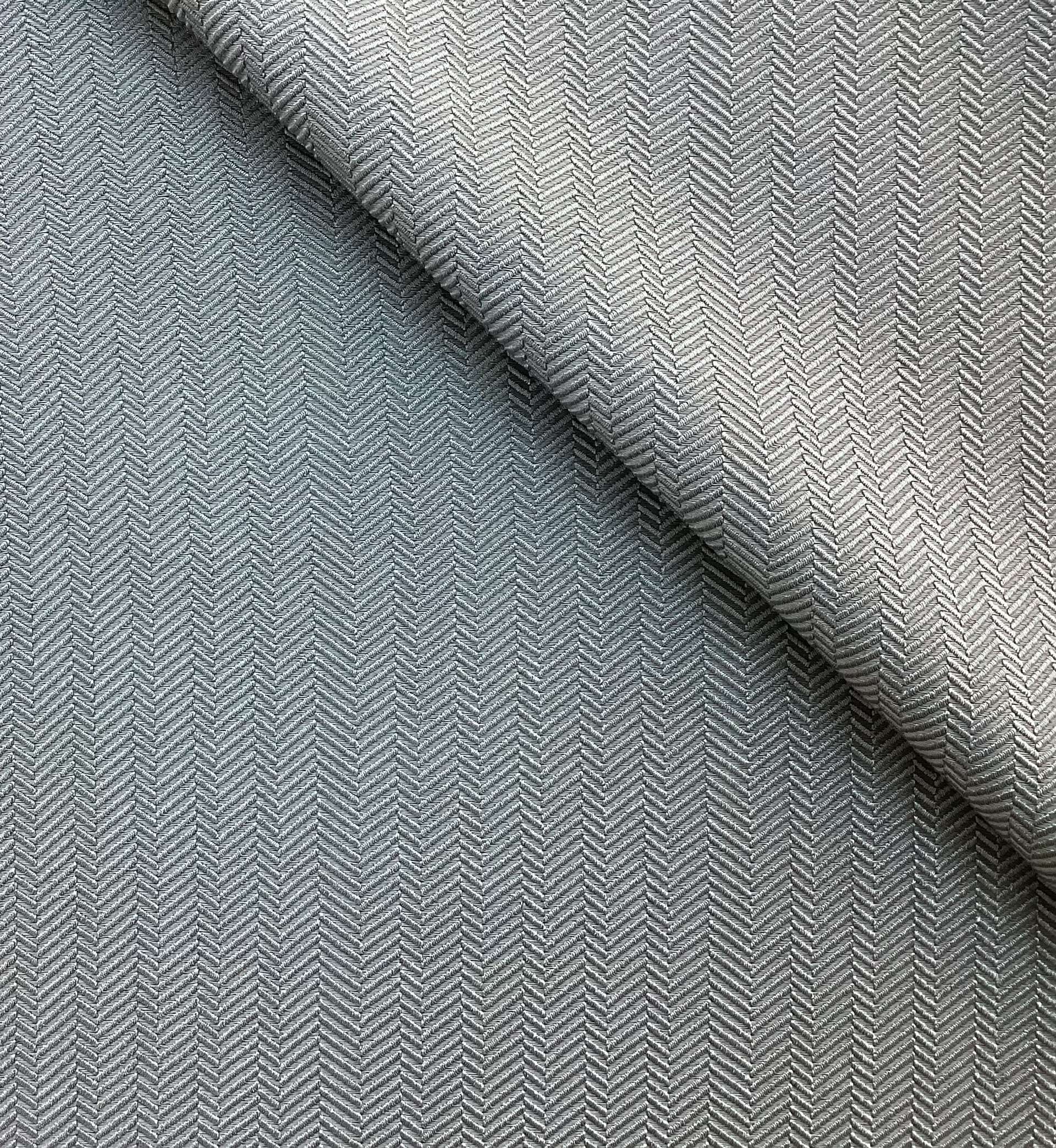Viscose Herriingbone Damask in Smokey Blue
