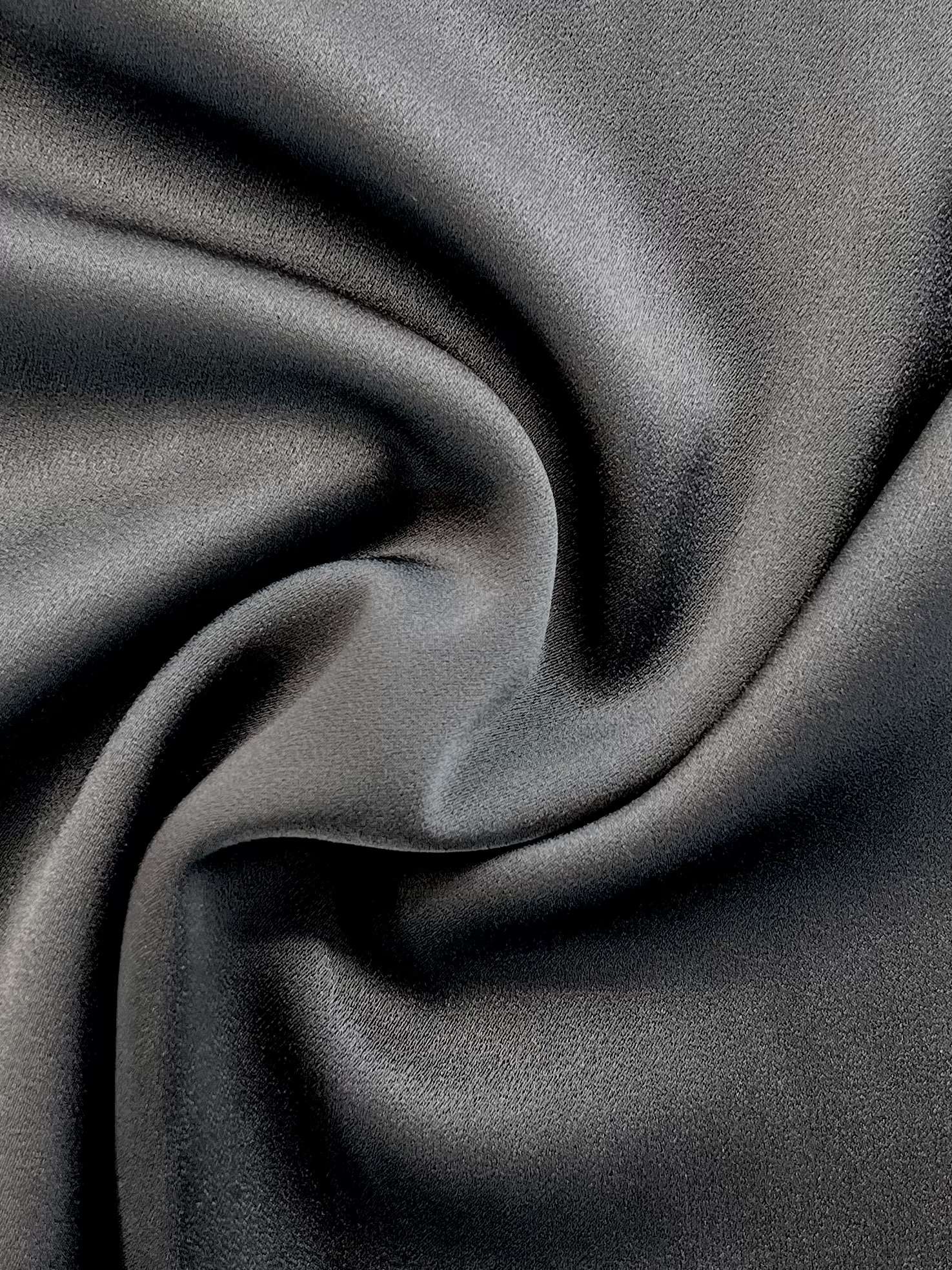 Triacetate Stretch Crepé Back Satin in Charcoal Grey