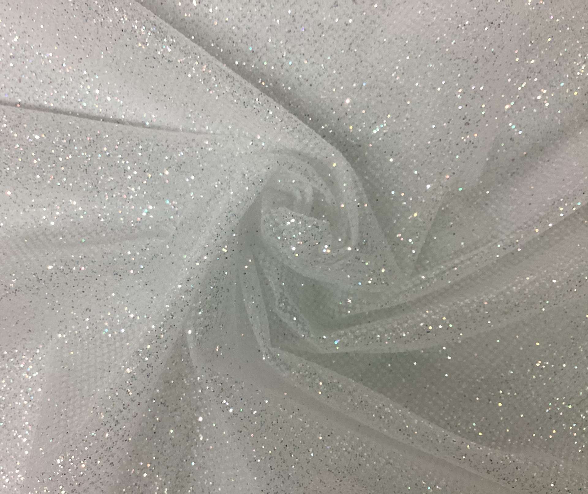 Glitter Mesh in White Iris