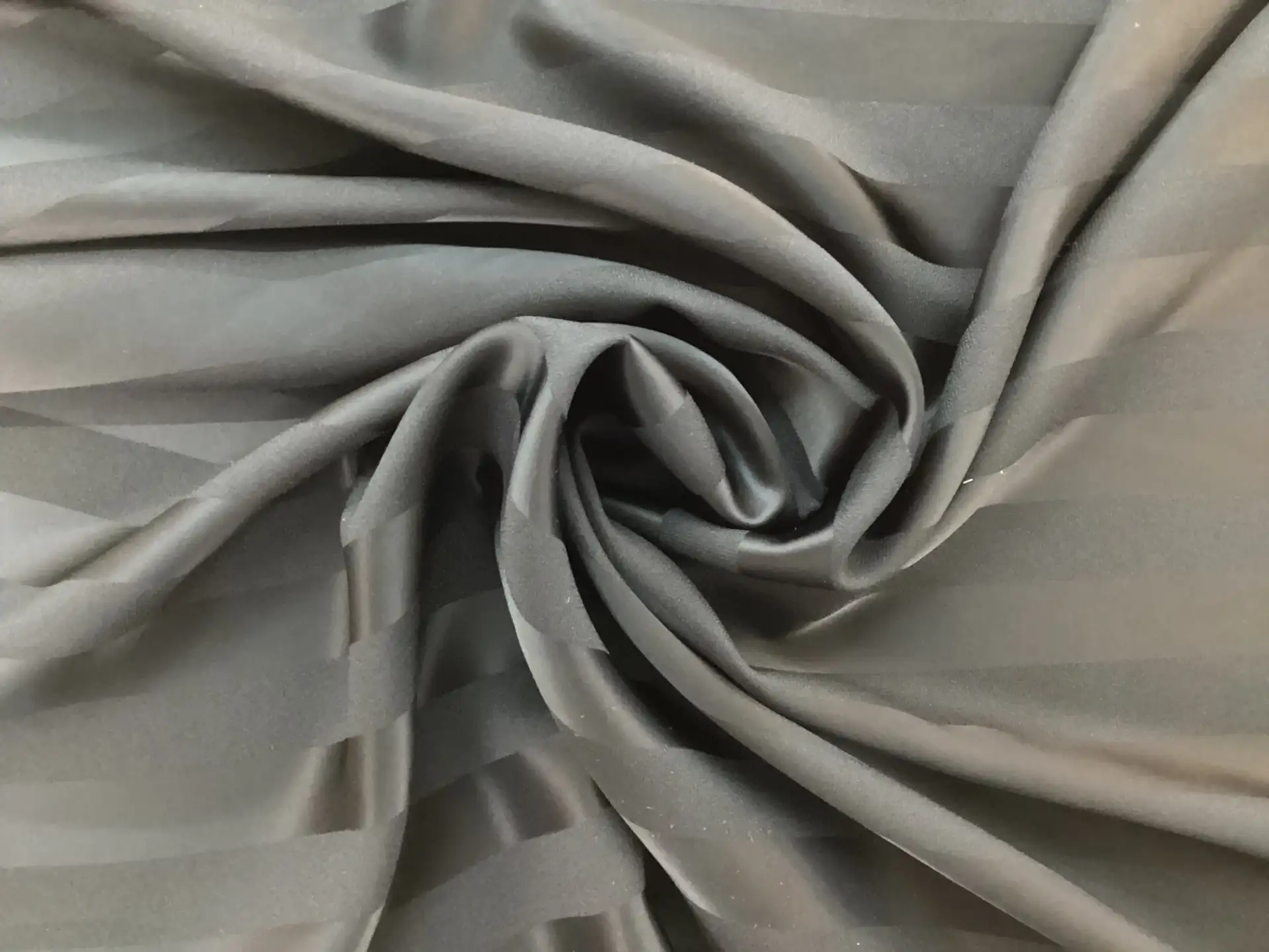 Japanese Triacetate/Polyester Crepe Satin Stripe Jacquard in Black