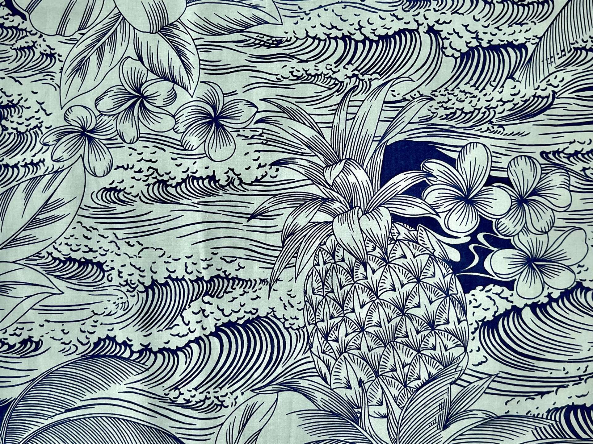 Made in Japan 100% Cotton Floral Print in Navy and Sage