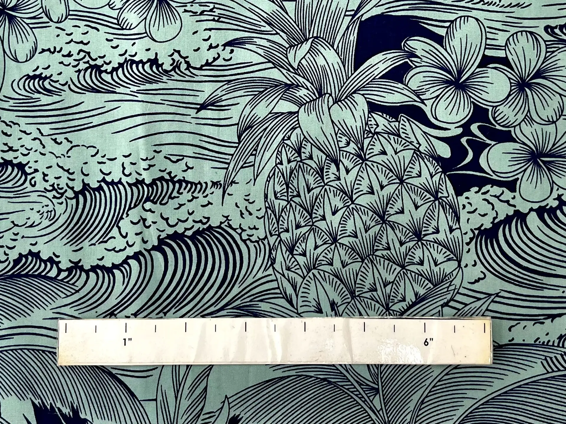 Made in Japan 100% Cotton Floral Print in Navy and Sage