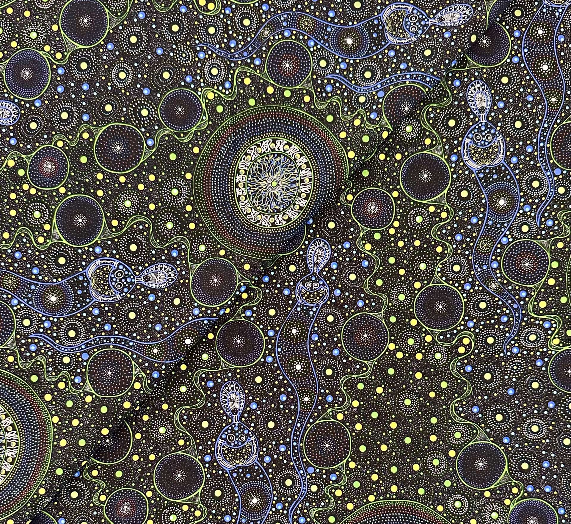 Australian Cotton Print With Aboriginal Motif