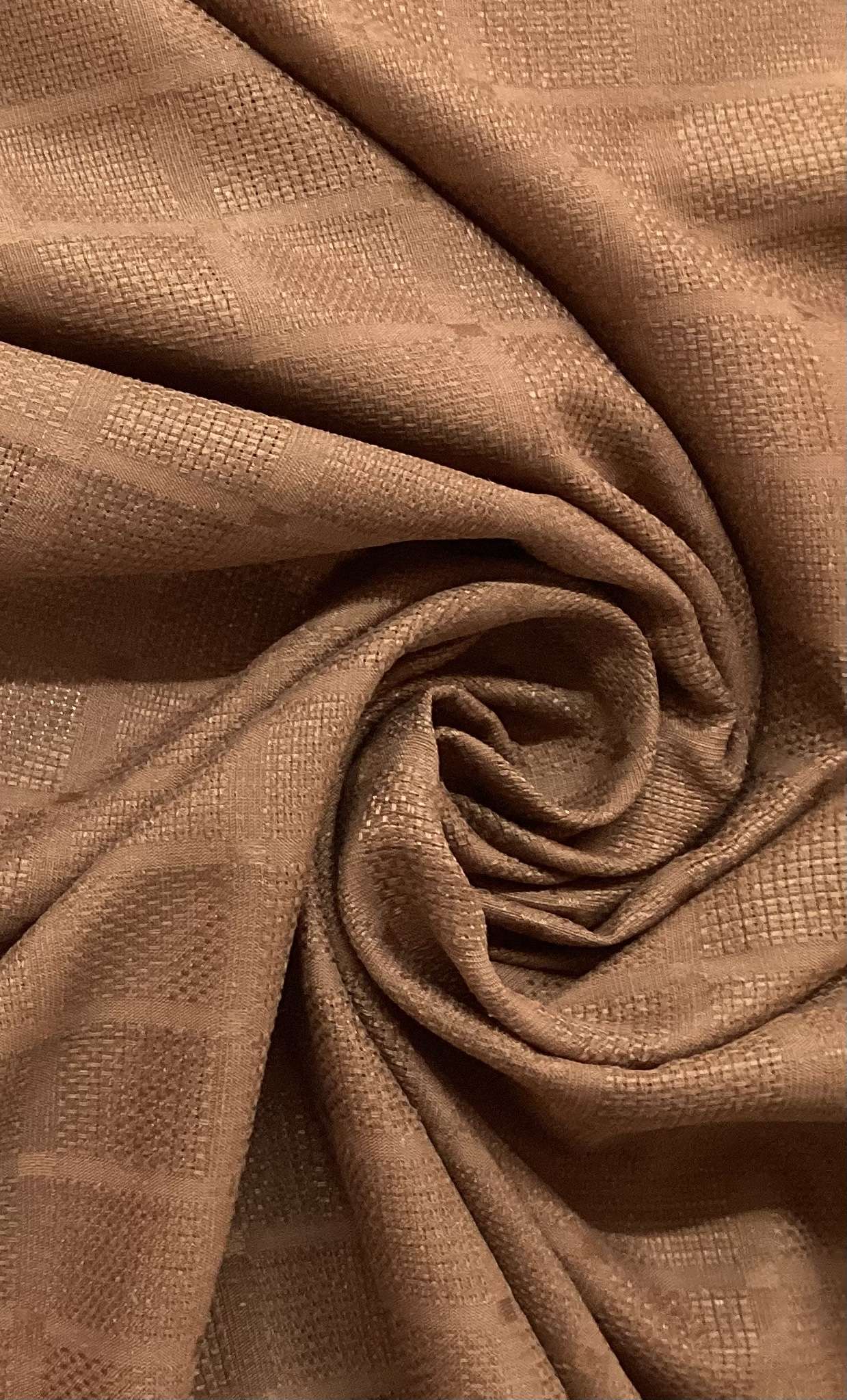 Made in Italy Pure Silk Mini Check Pattern Jacquard in Chocolate