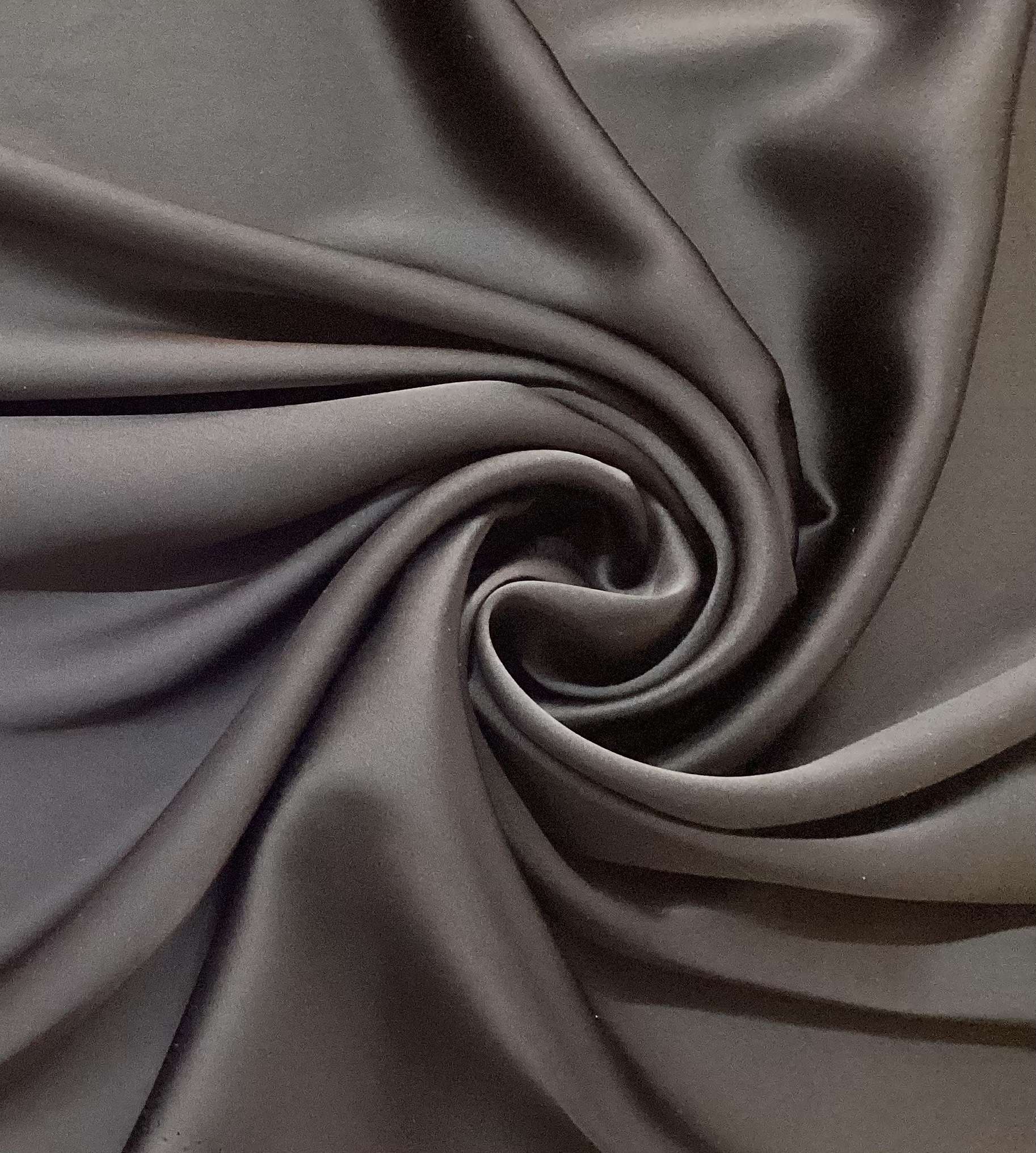 Spanish Triacetate Polyester Stretch Doubleface Charmeuse in Black