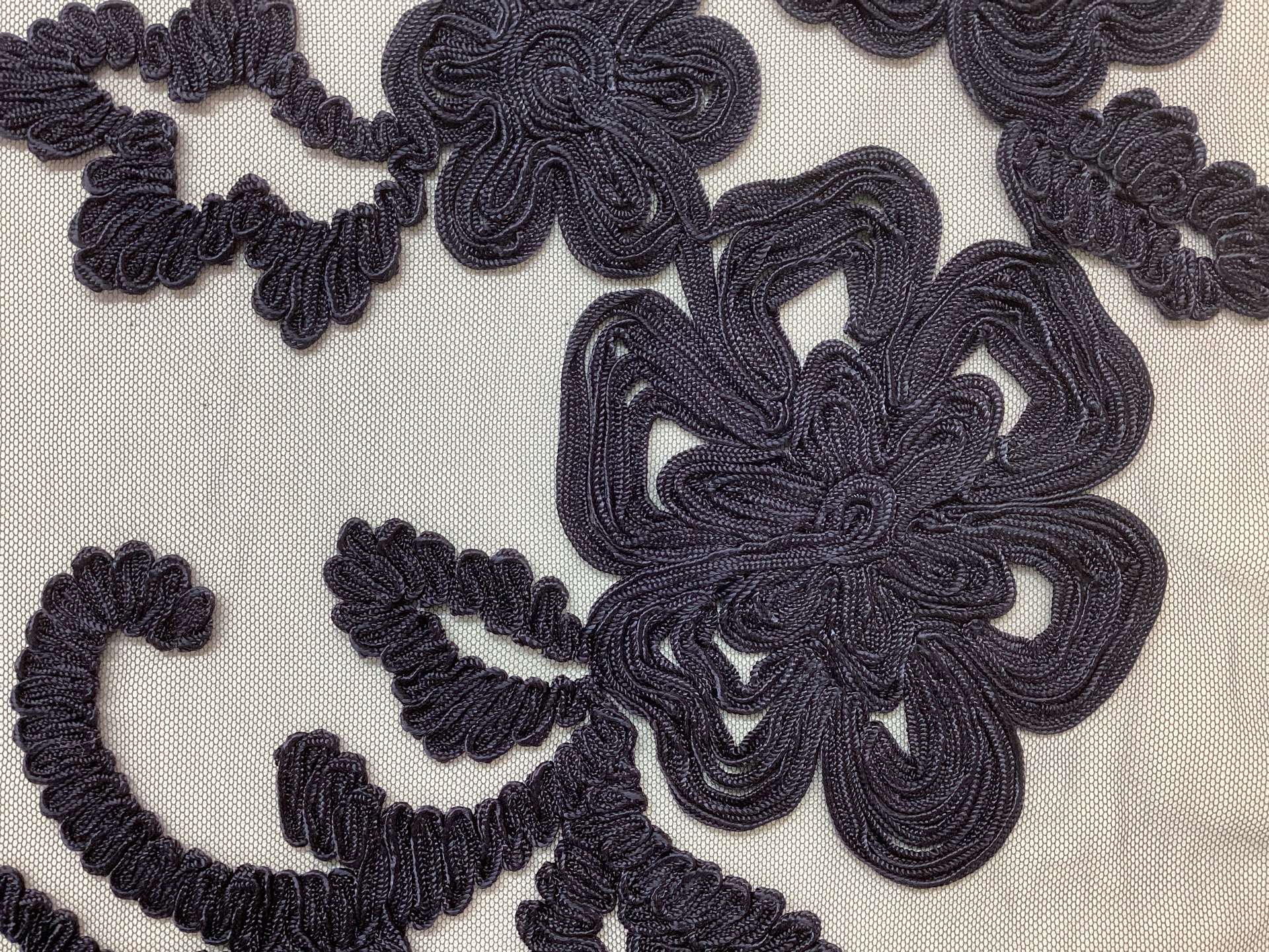 Embroidered Tulle In Navy