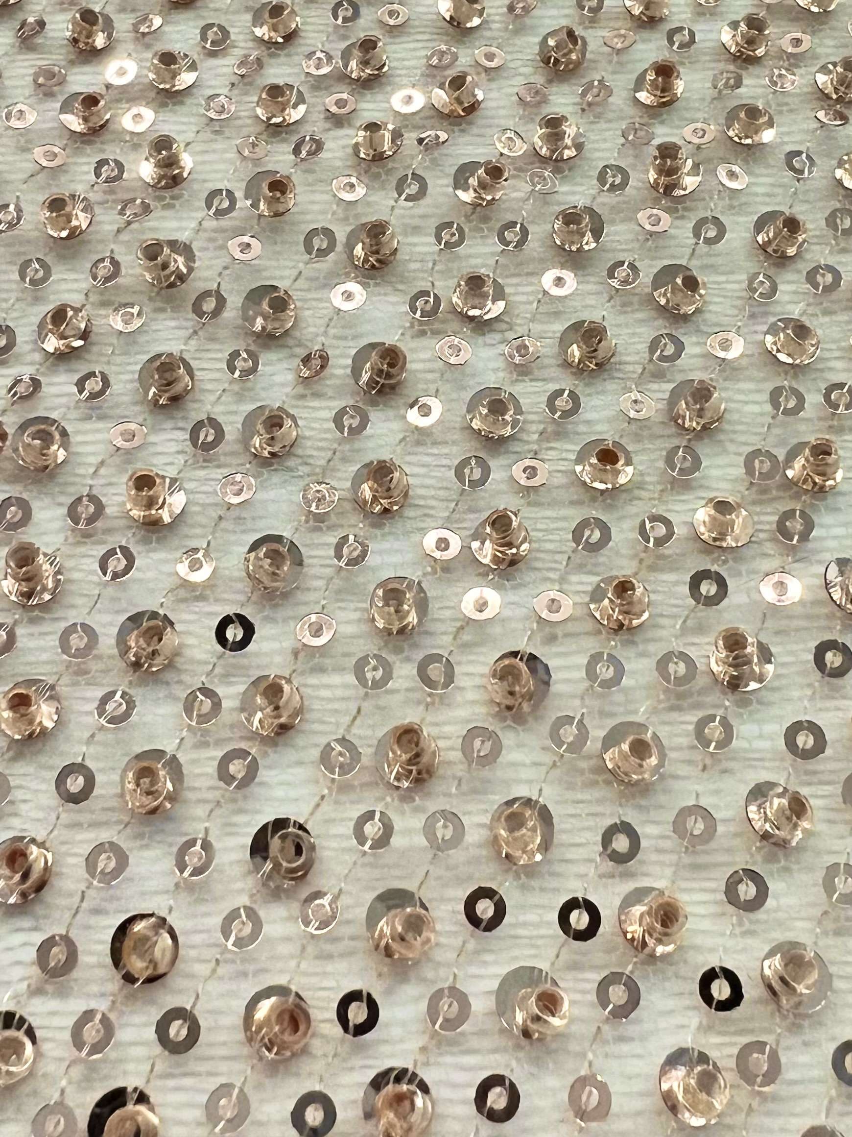 Sequin/Crystal Twill on Tulle in Rose Gold