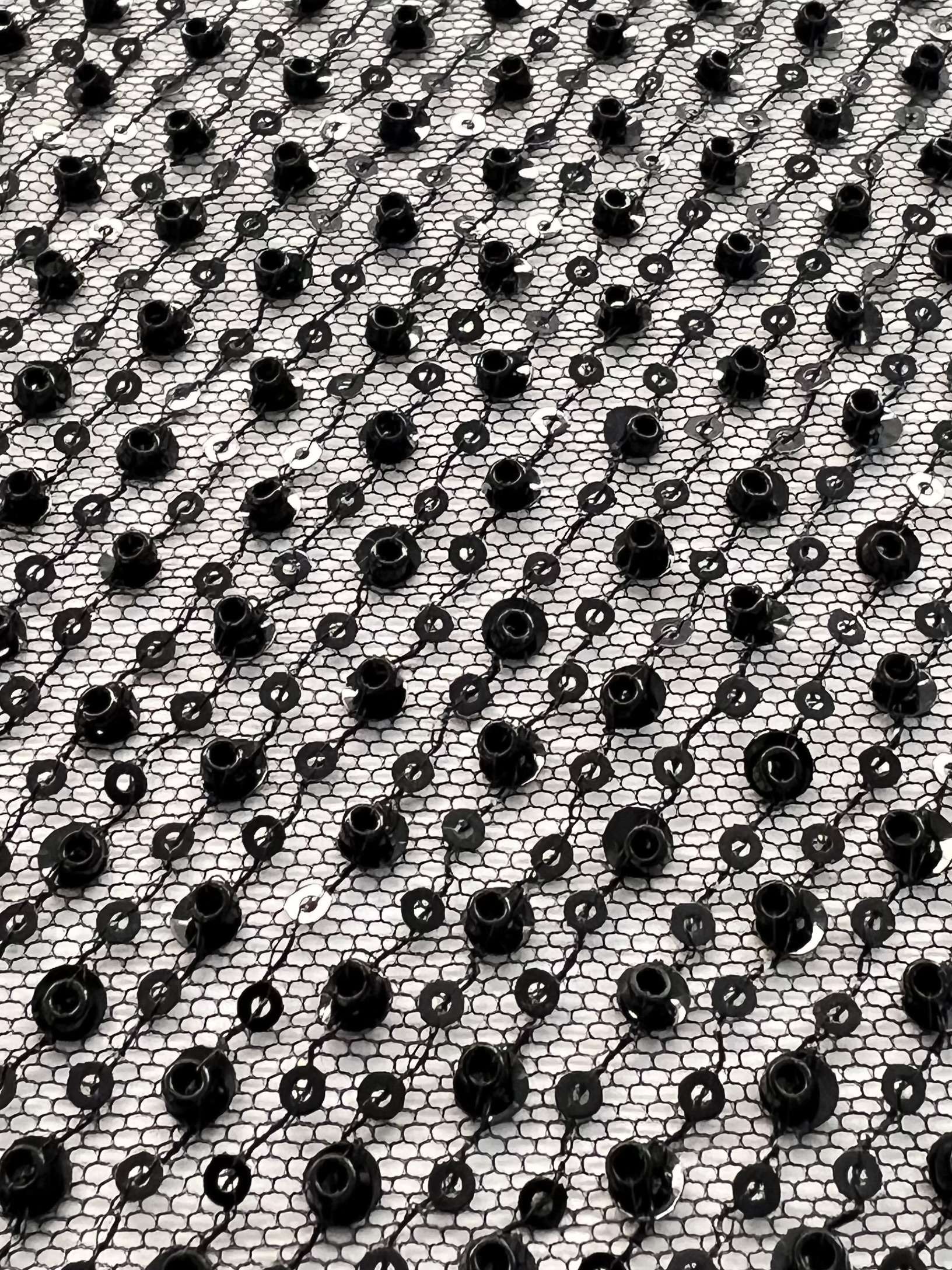 Sequin/Crystal Twill on Tulle Black/Black