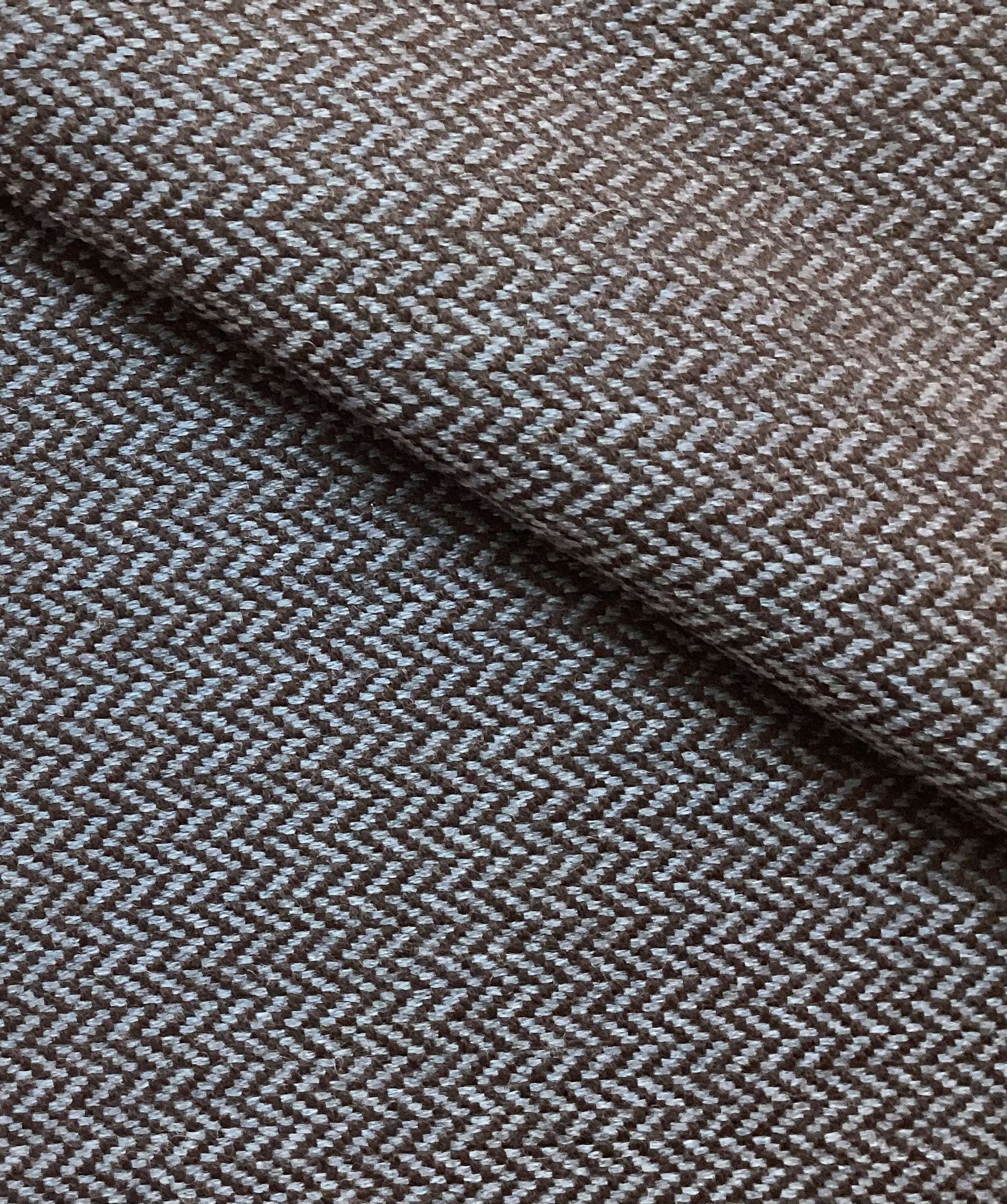 Made in USA 95% Wool 5% Cashmere Herringbone In French Blue & Brown 
