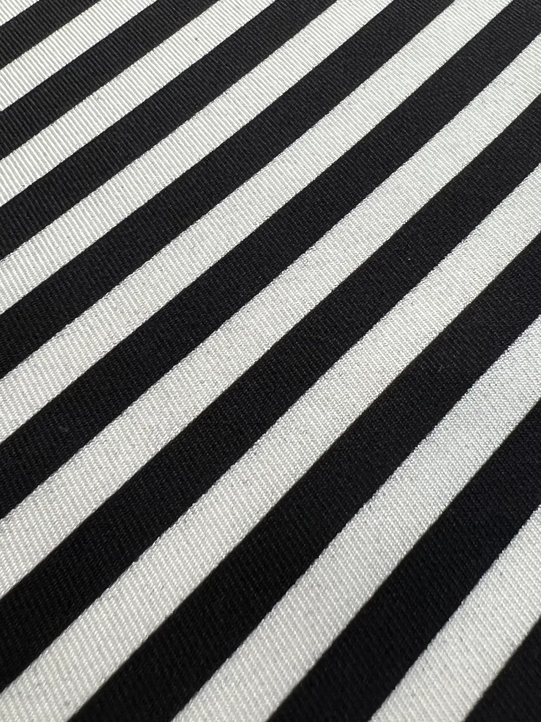Printed Silk Twill in Diagonal Black & White Stripes