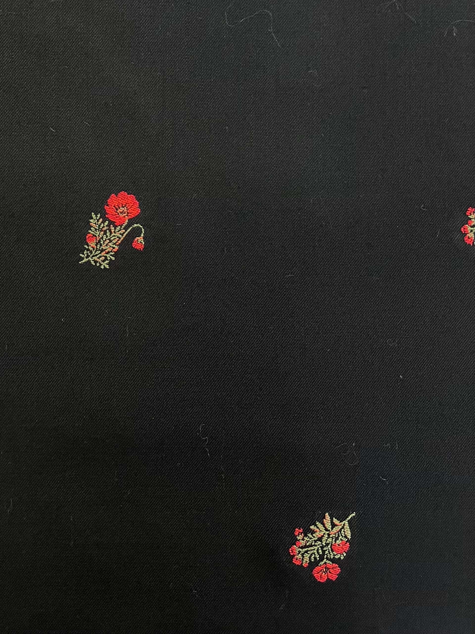 Pure Wool Poppy Flower Jacquard in Black 