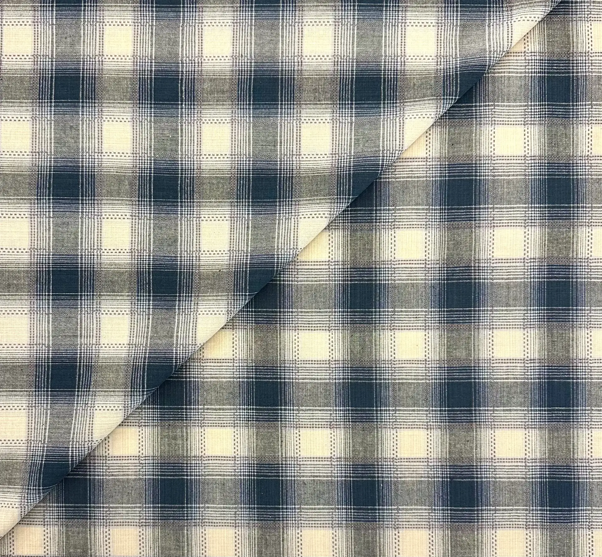 Cotton Woven Novelty Plaid in Steel Blue