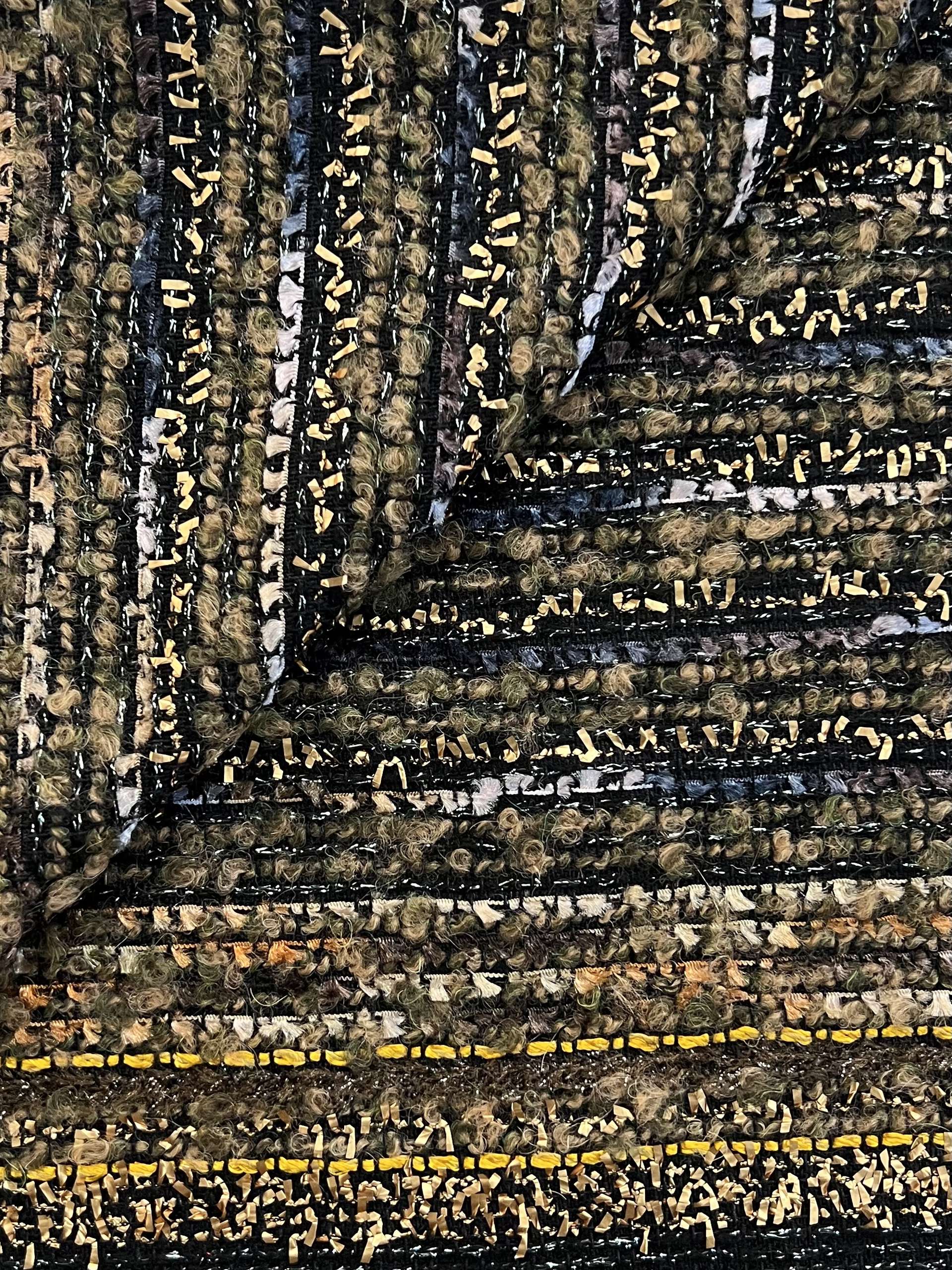 Wool & Gold Nylon Raffia Tweed