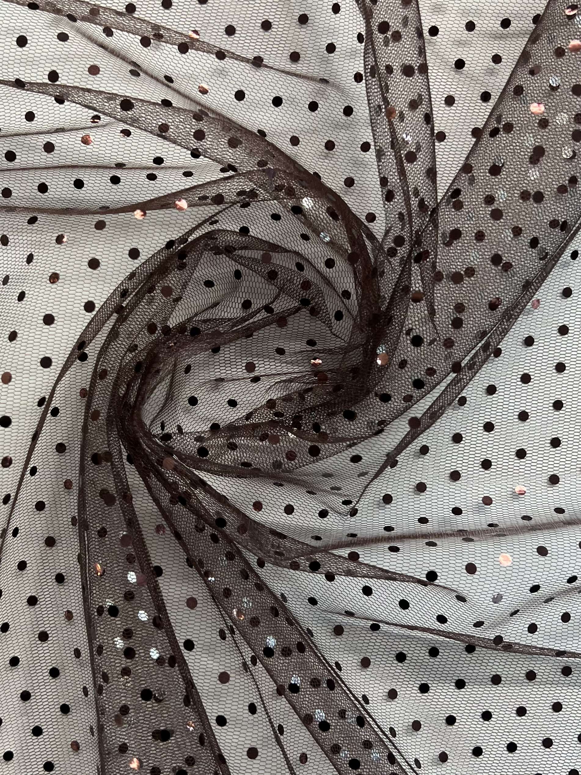 Metallic Dotted Tulle in Brown