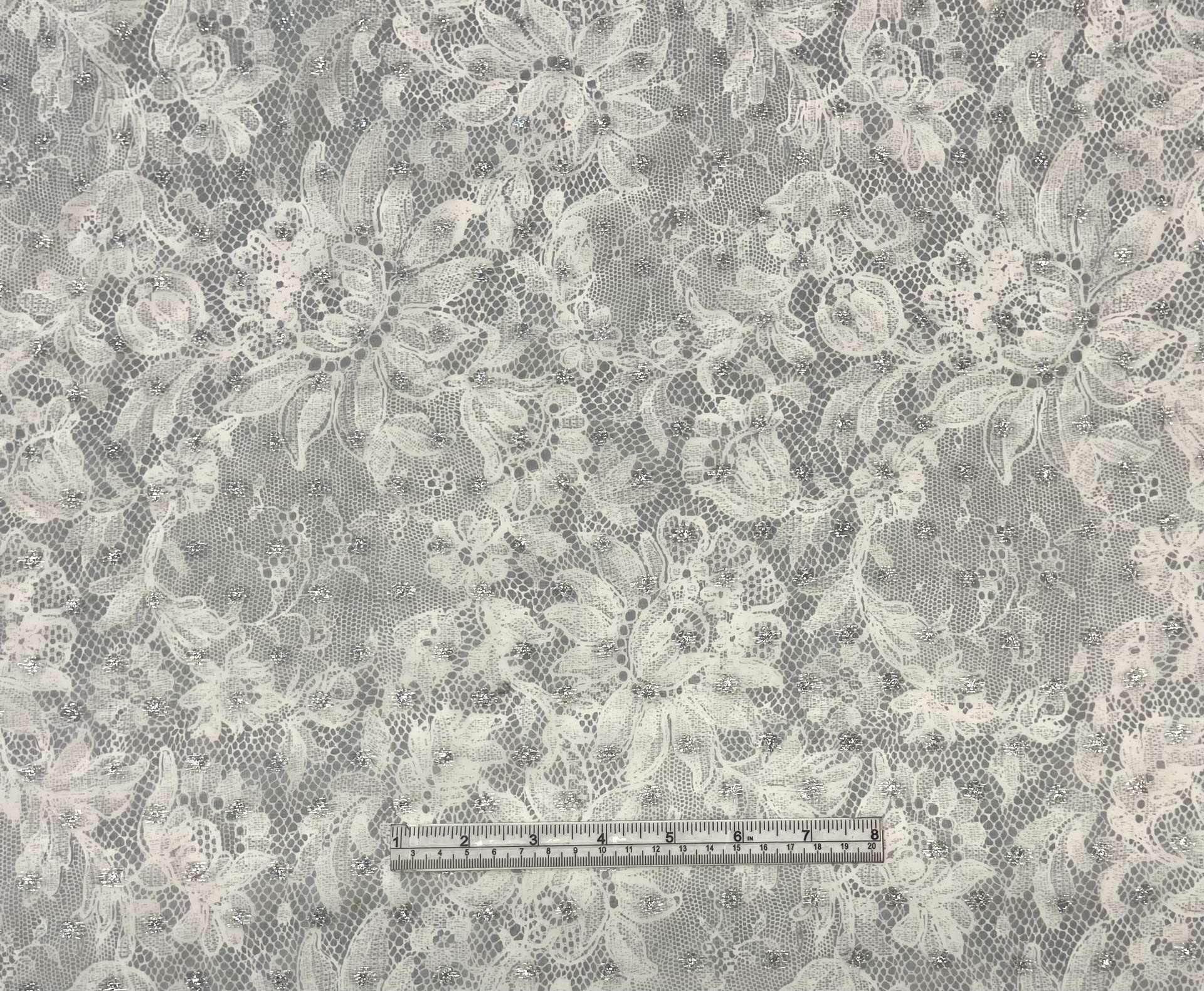 Printed Silk/Metallic Fil Coupe in Gray/Silver