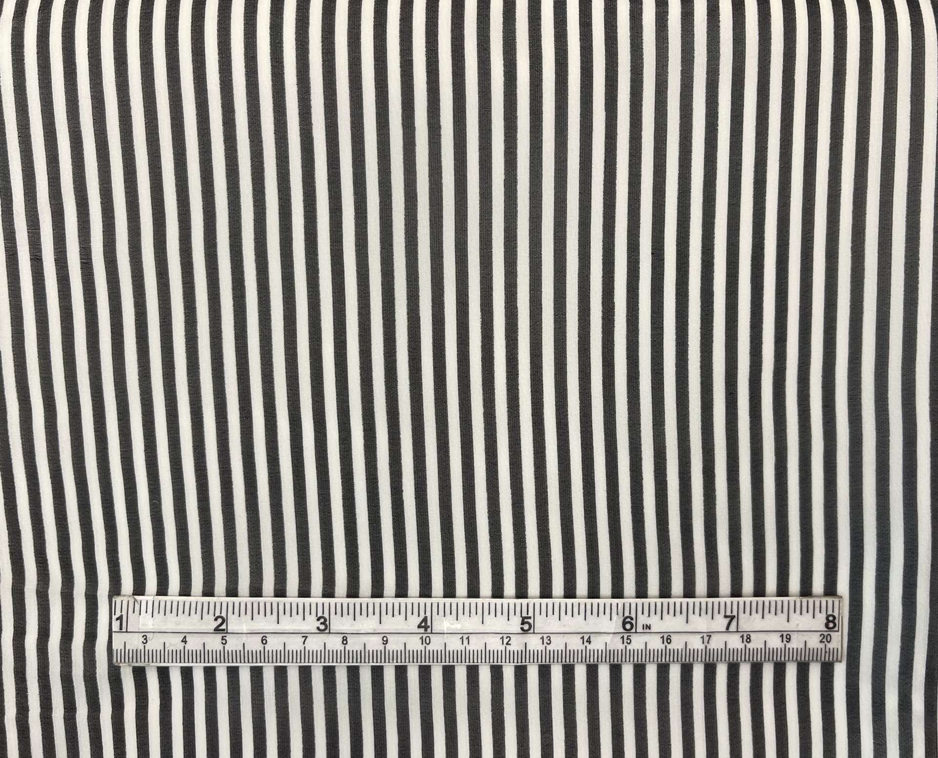 100% Silk Chiffon 1/4" Stripes in Black and White Fabric in Warehouse