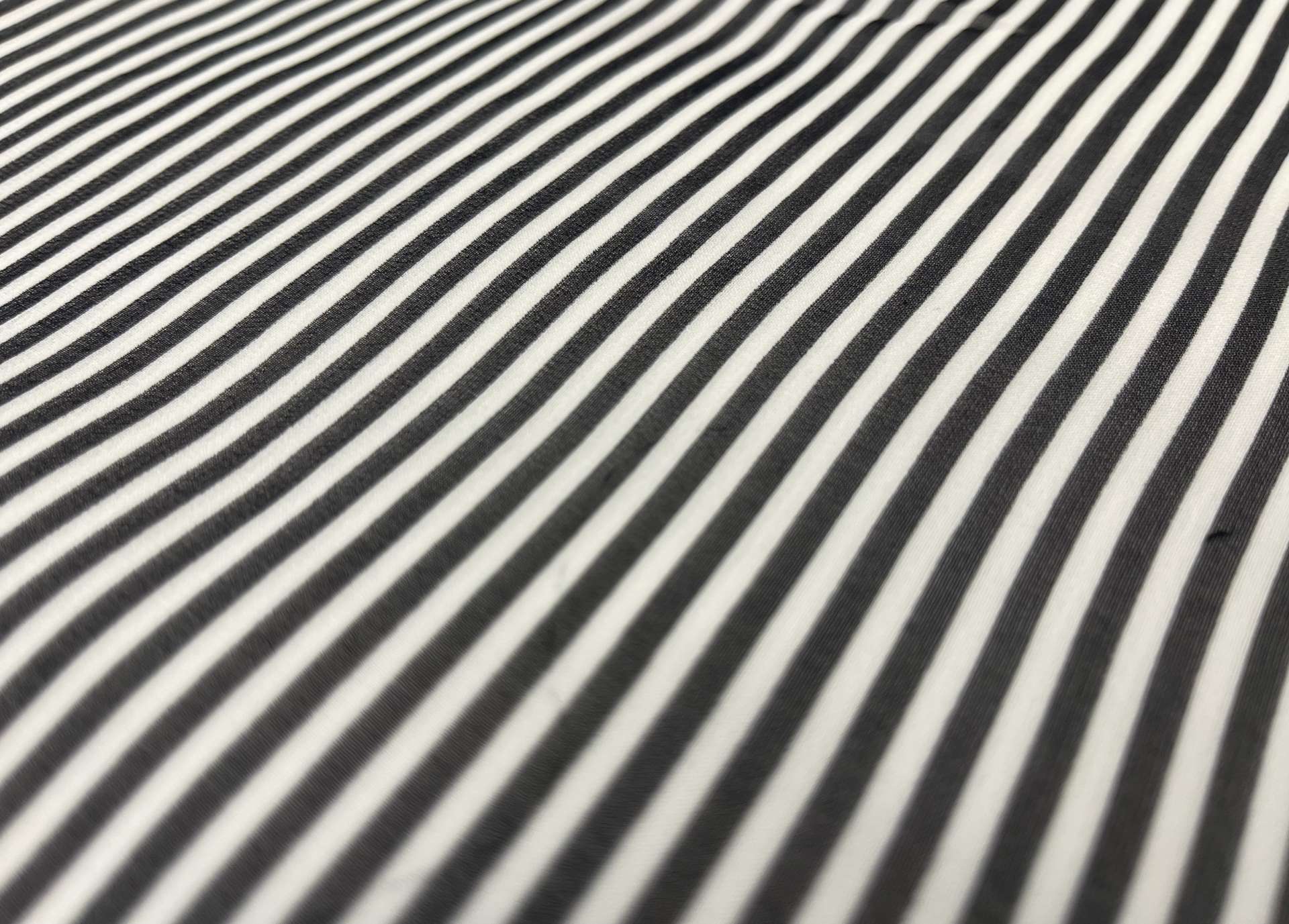 100% Silk Chiffon 1/4" Stripes in Black and White Fabric in Warehouse