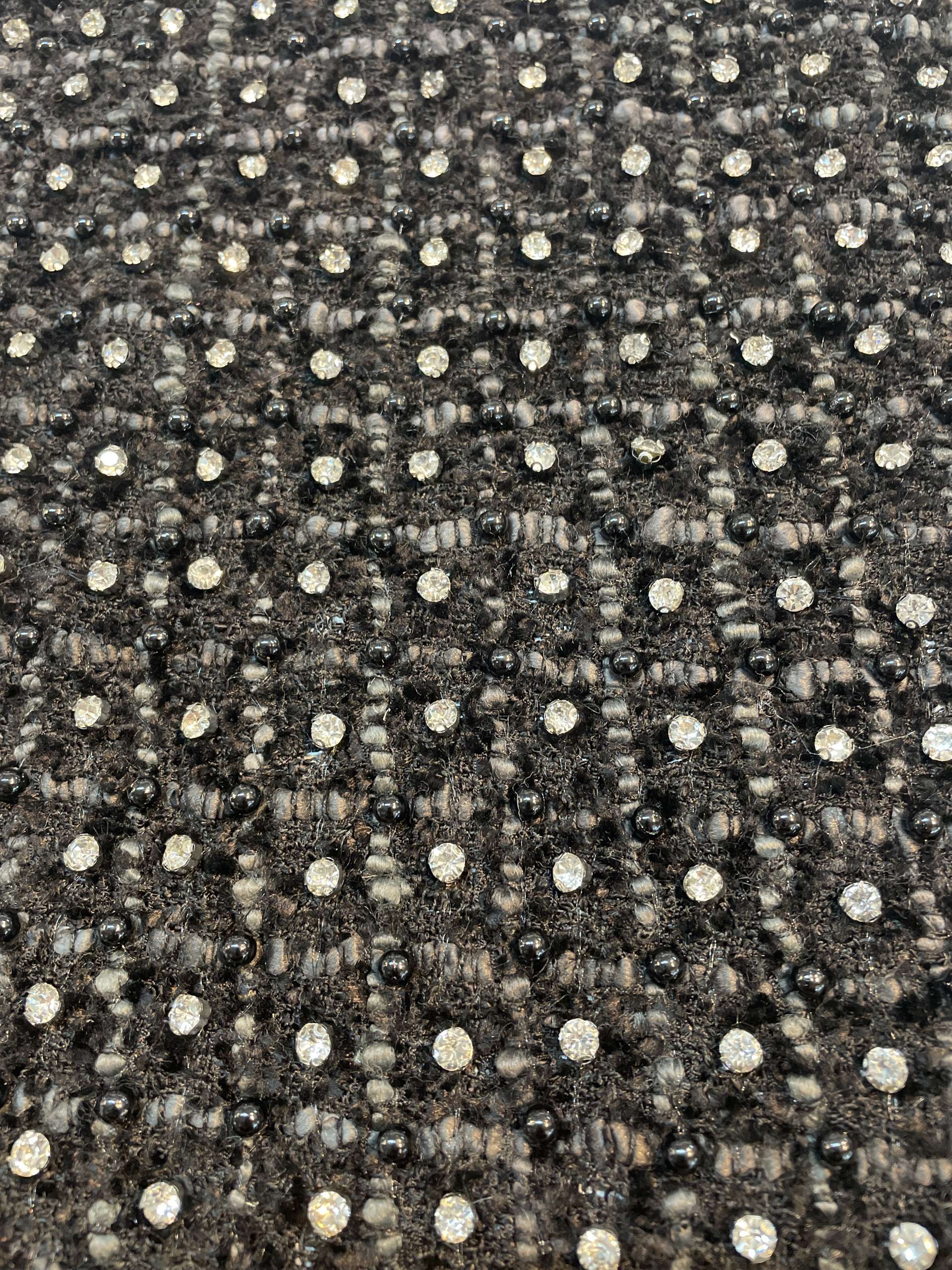 Crystal/Pearl Embellished Tweed in Black