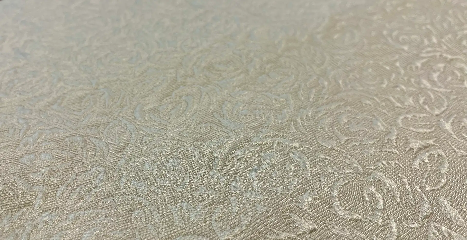 Silk and Wool Brocade in Sand Fabric in Warehouse