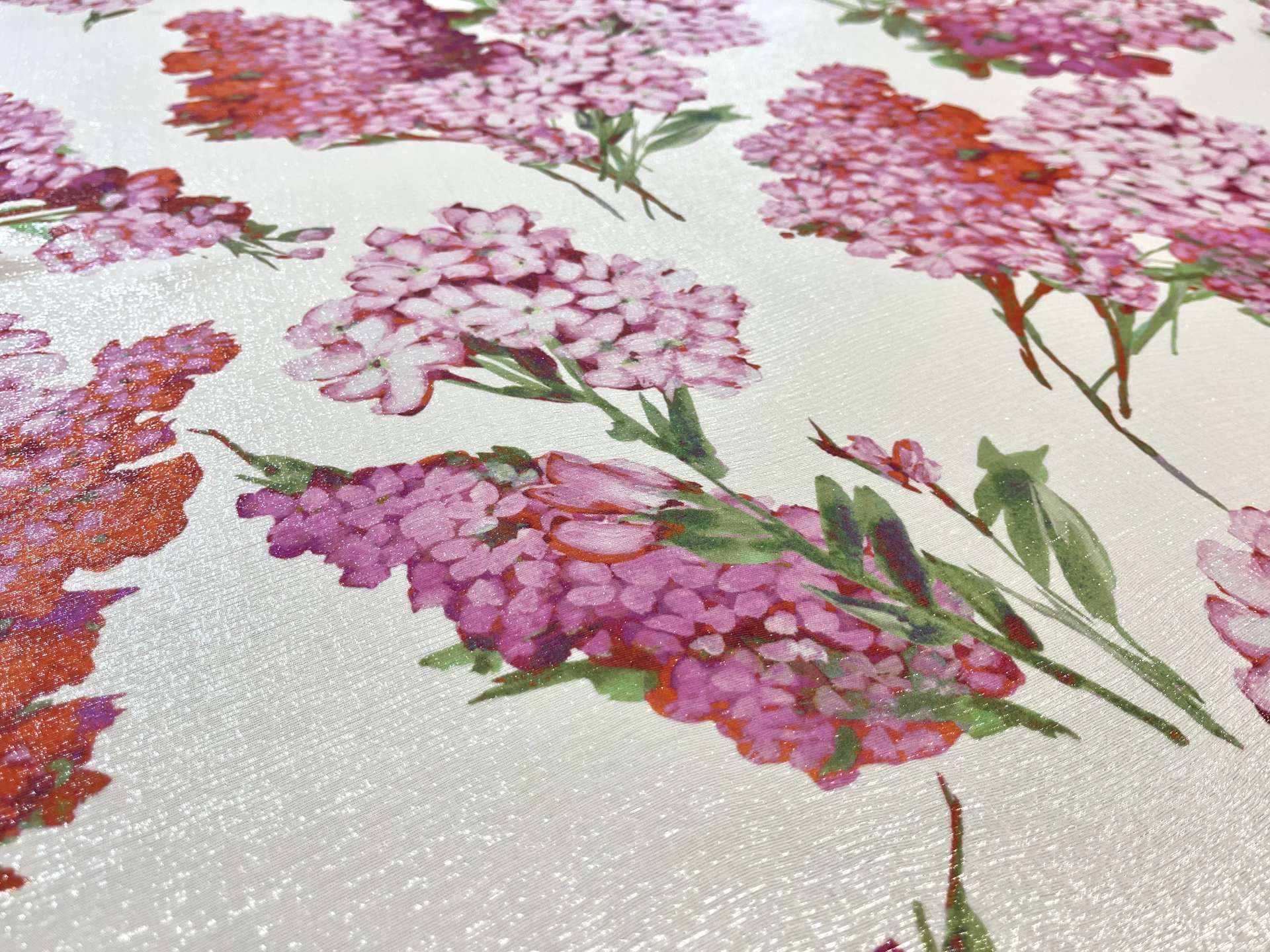 Made in Italy Floral Printed Silk Chiffon Lame
