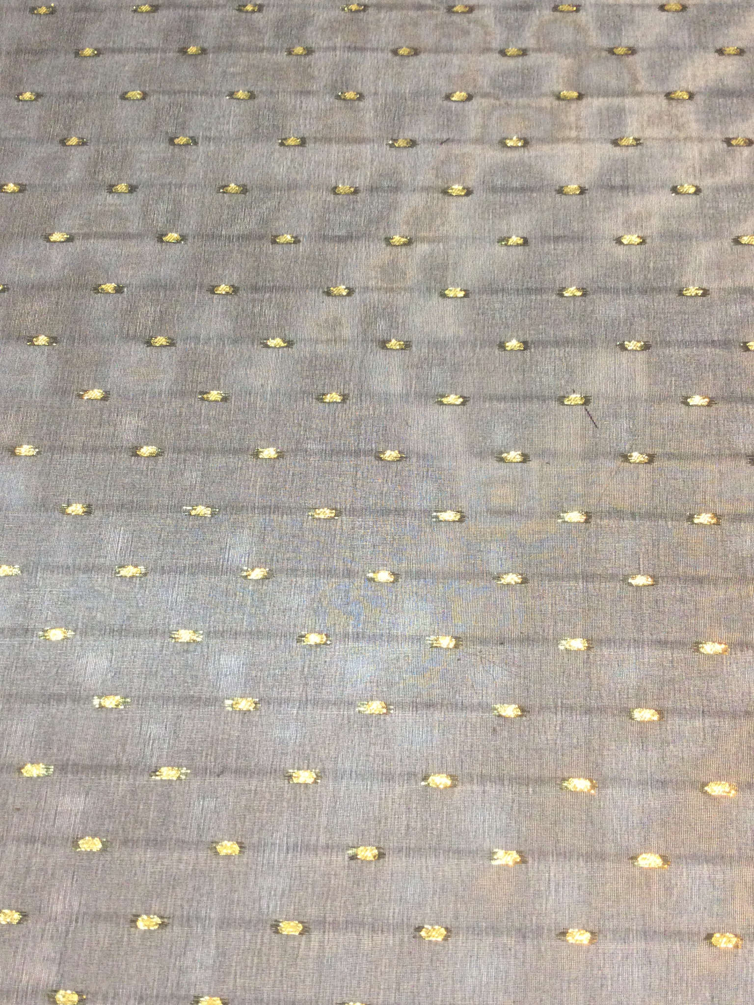 Silk Chiffon with Woven Lurex Dots in Black and Gold