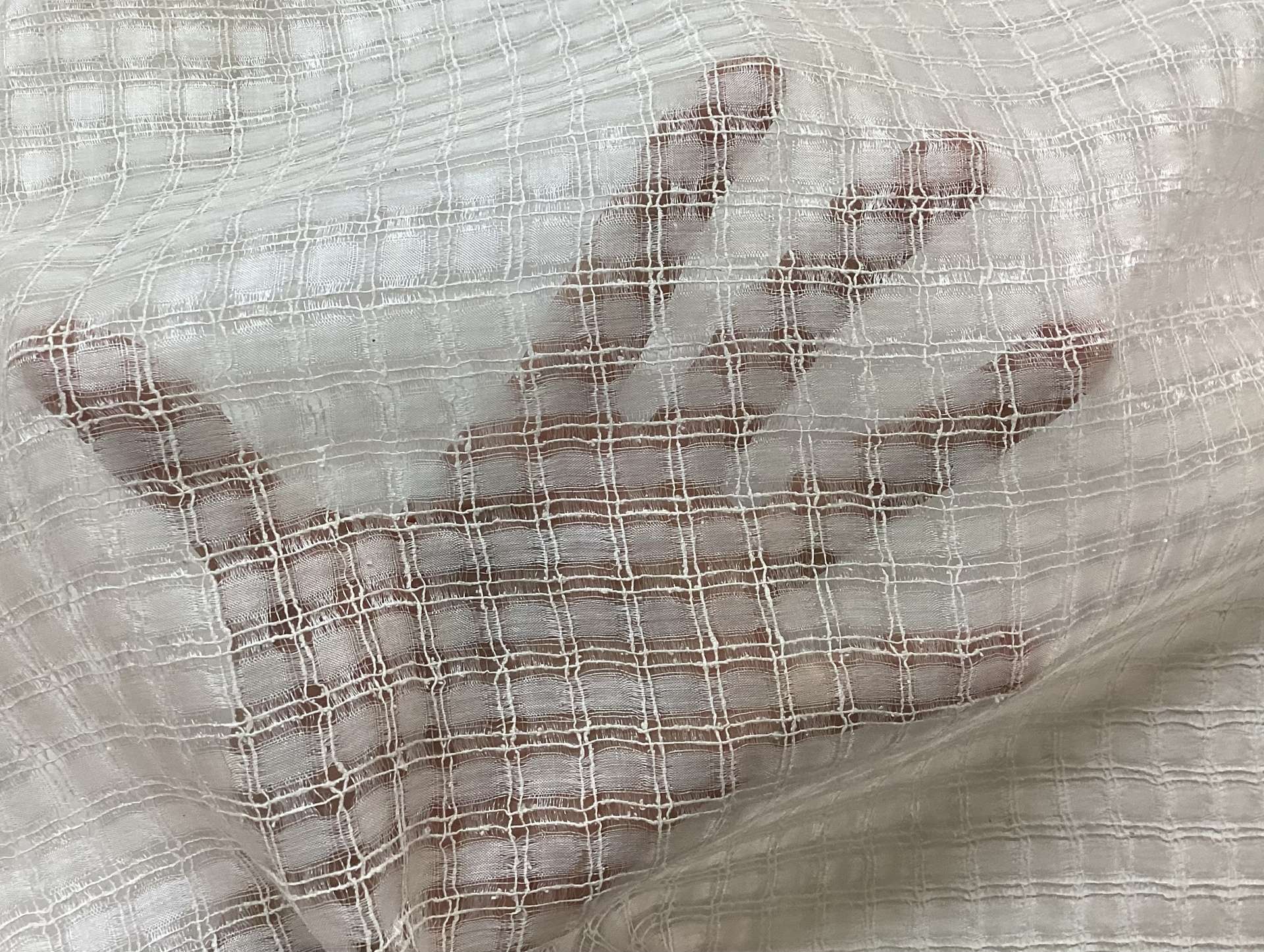 100% Silk Novelty Checkerboard Pattern In Eggshell 