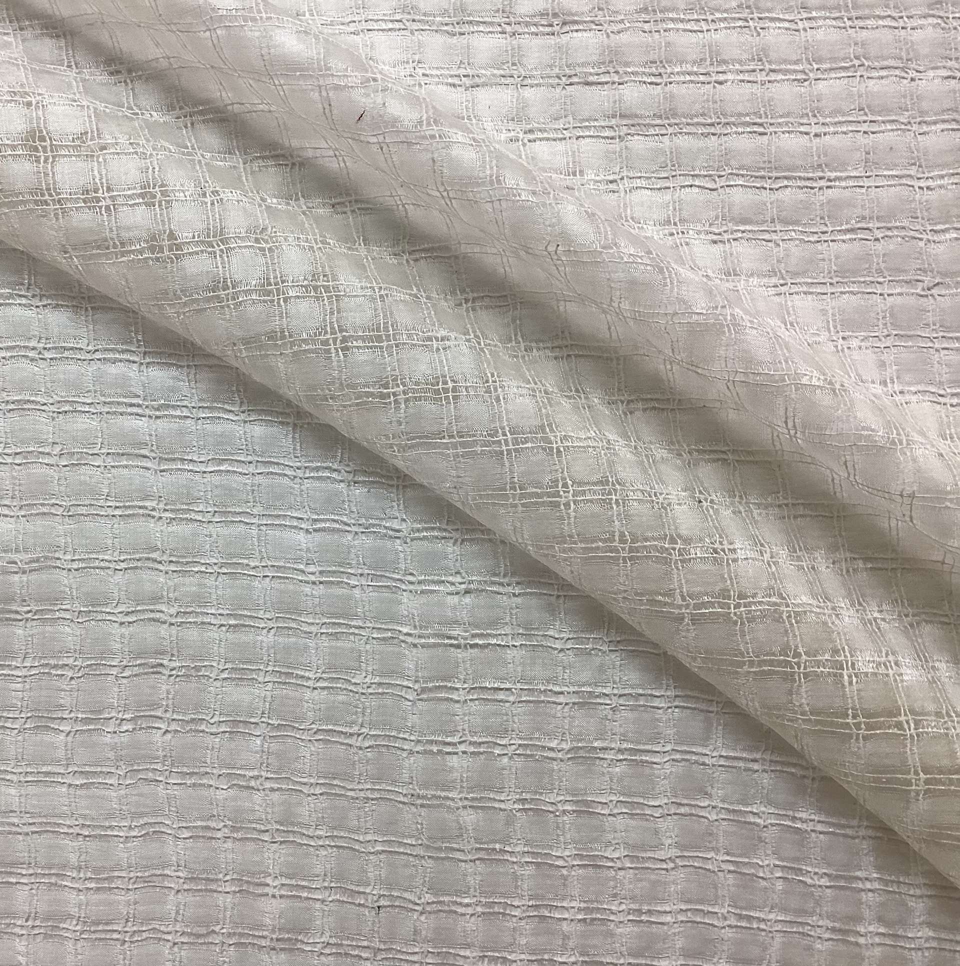 100% Silk Novelty Checkerboard Pattern In Eggshell 