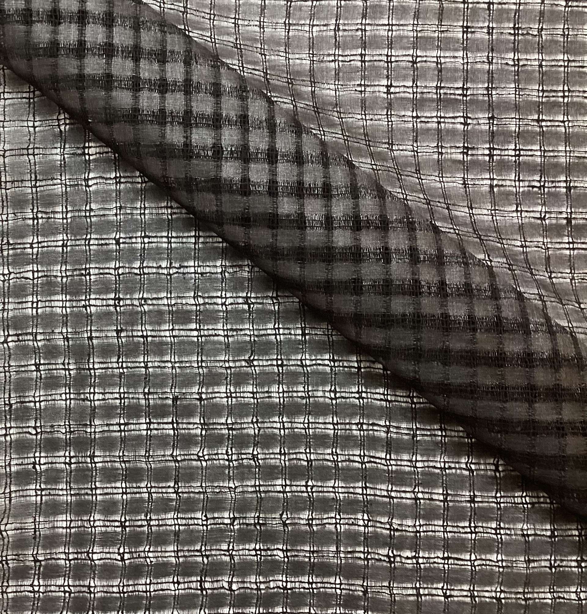 100% Silk Novelty Checkerboard Pattern In Black
