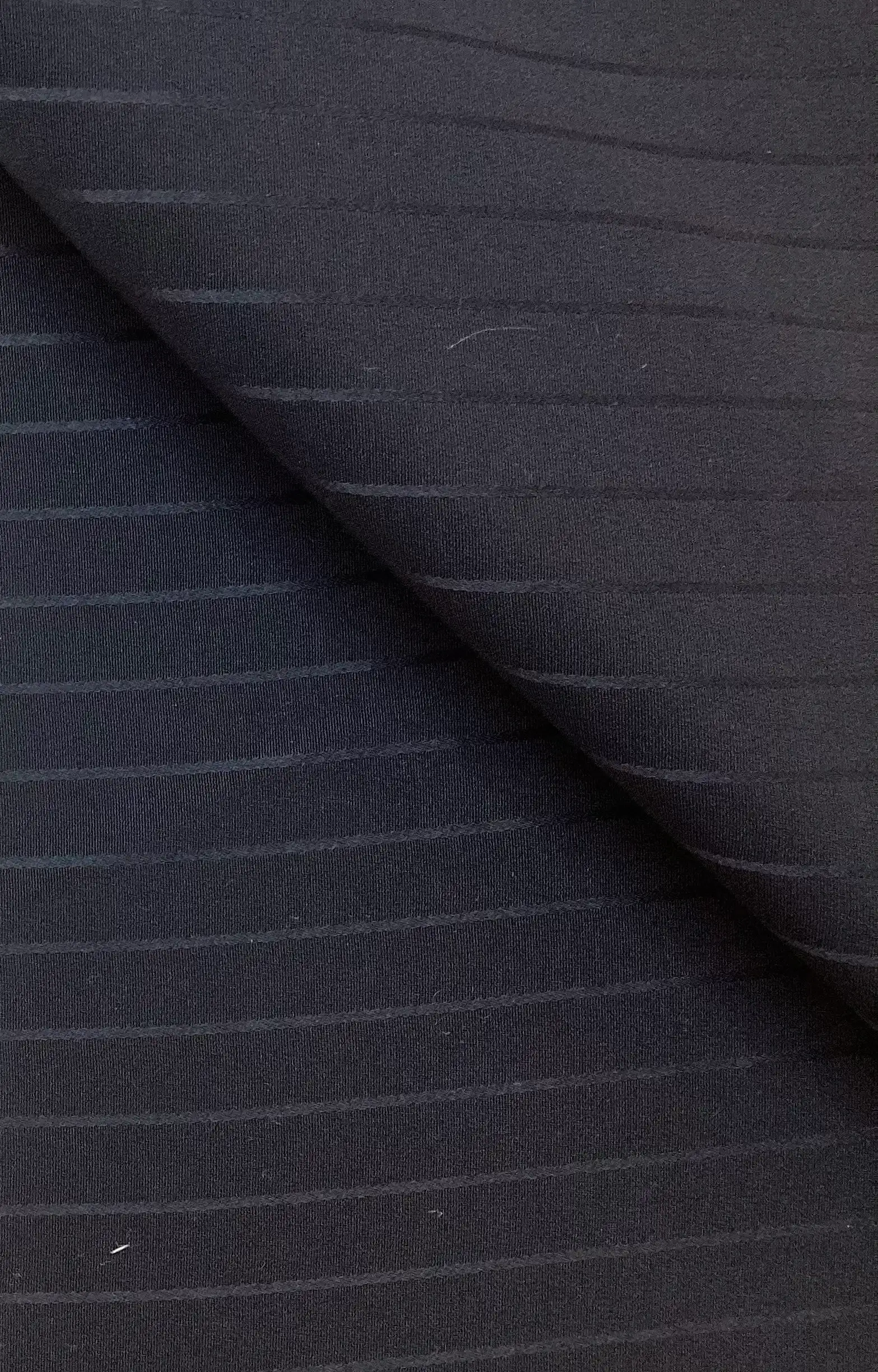 100% 4 Ply Silk Crepe Shadow Stripe in Midnight Navy