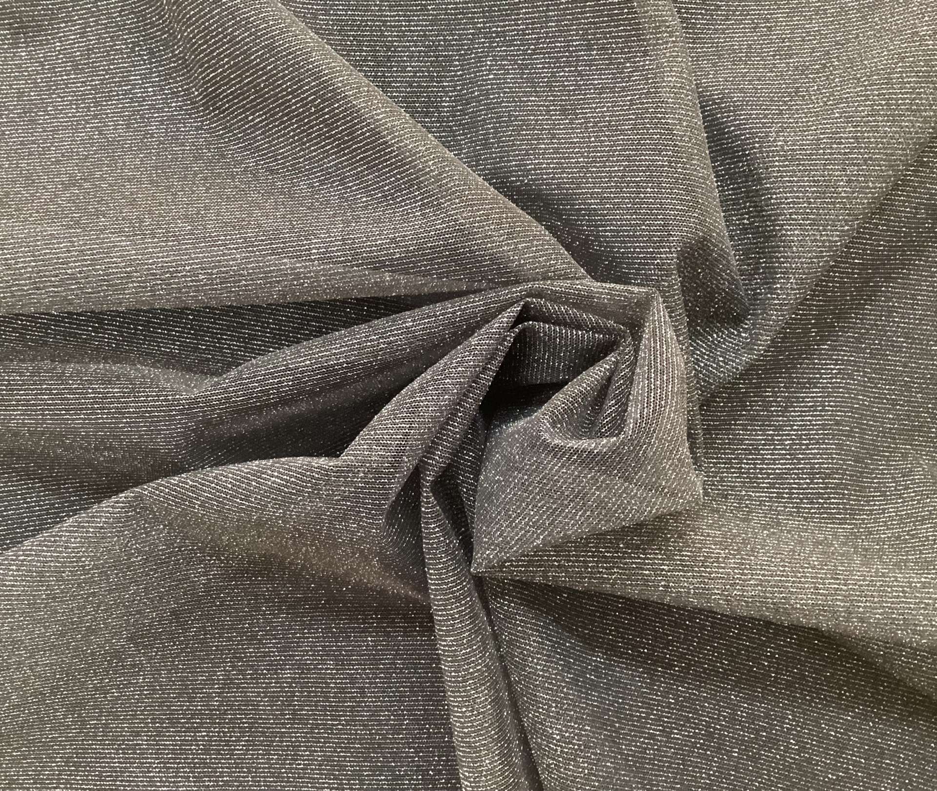 Made In Italy Metallic Nylon Tulle In Black Sliver