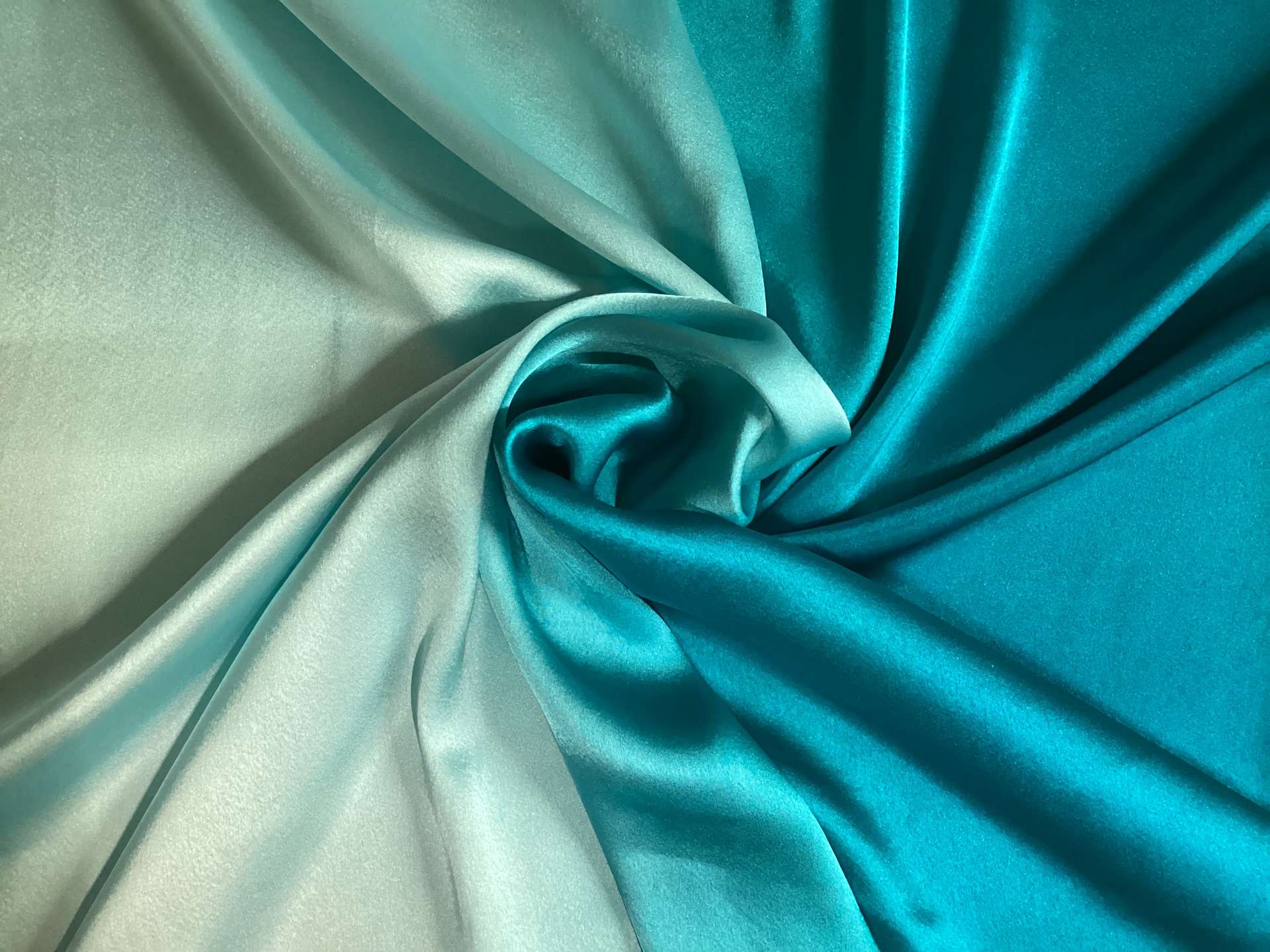 Ombre Polyester Charmeuse in Teal