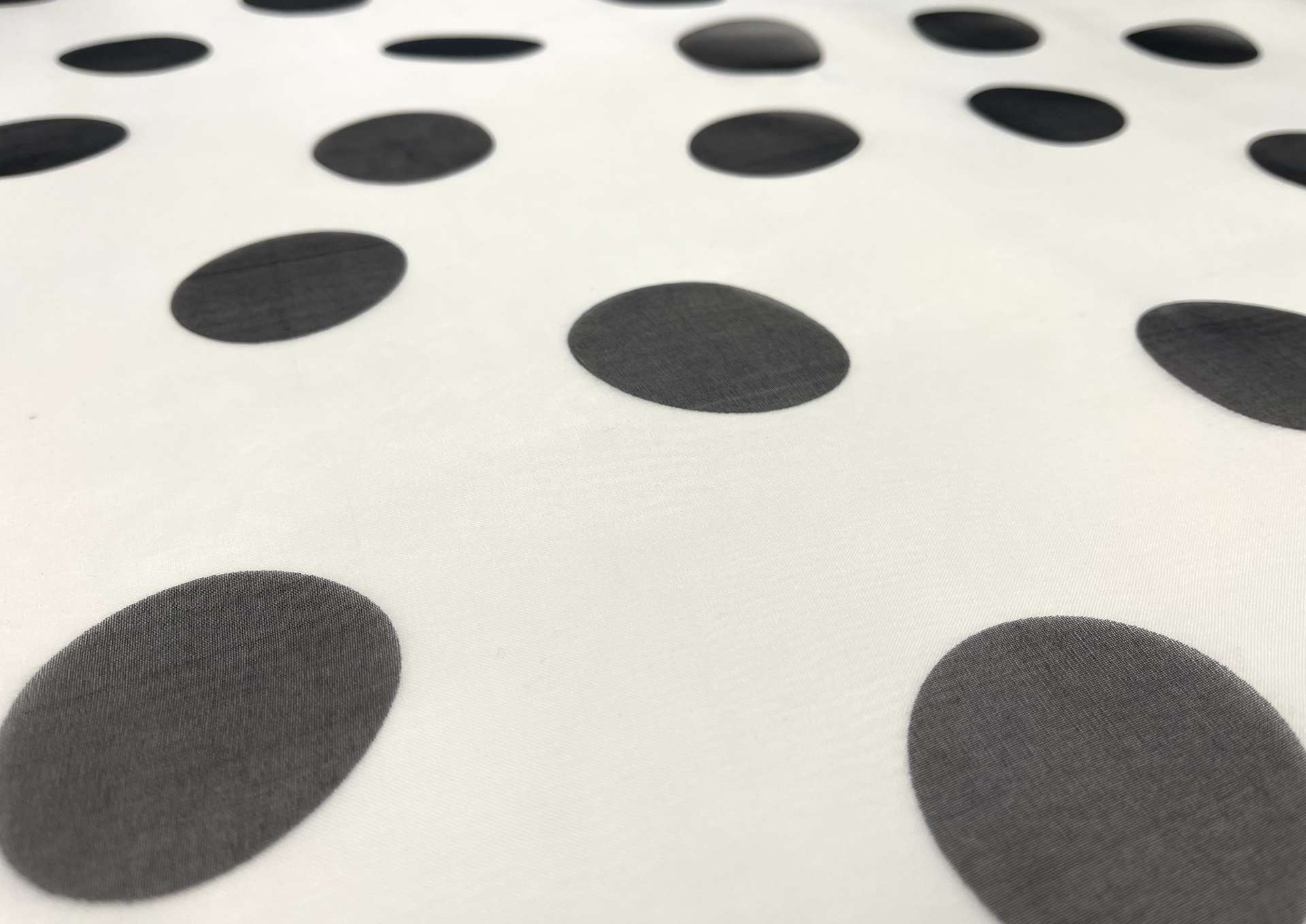 Pure Silk Organza with 2" Dot Black on White