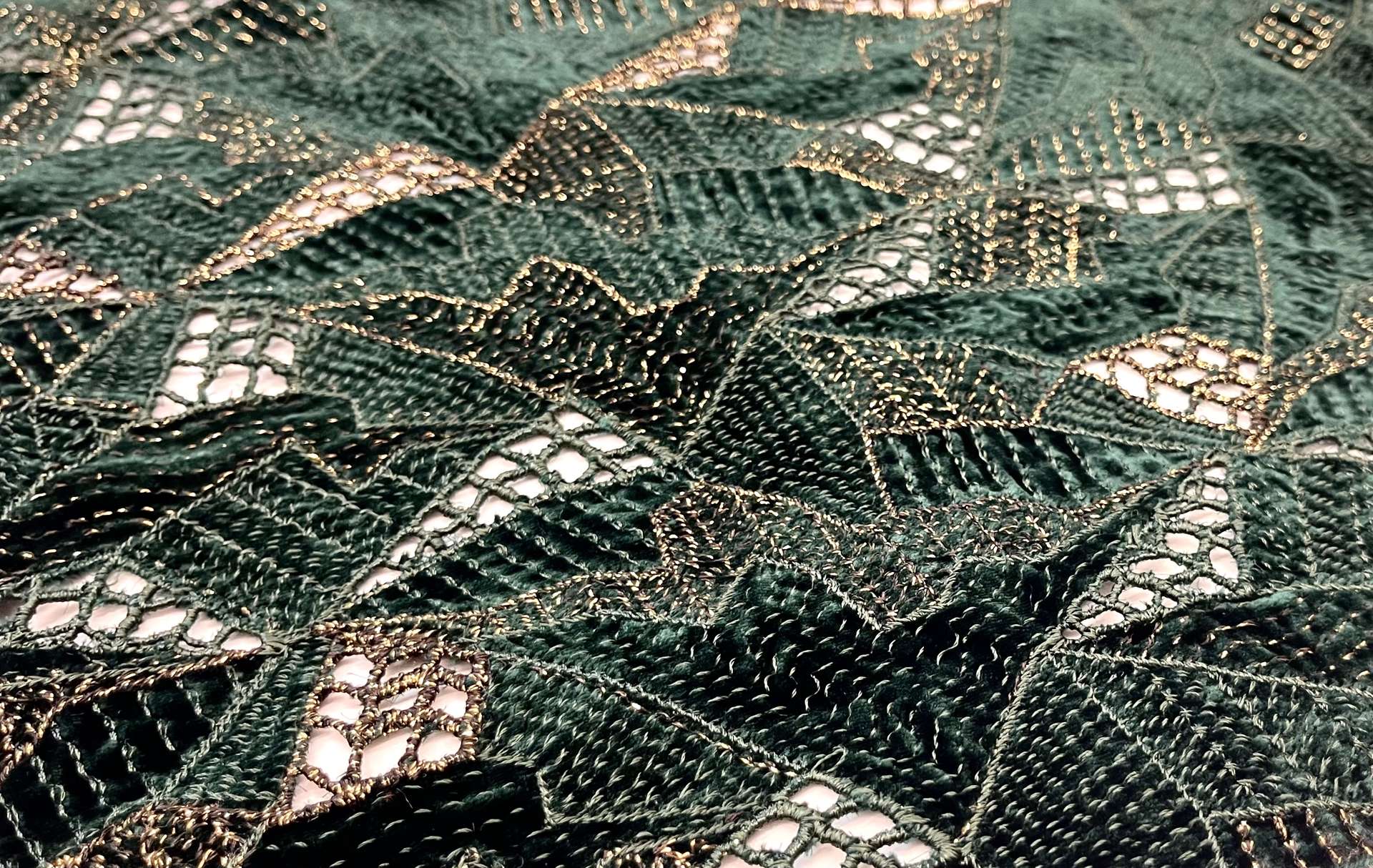 Metallic Cut-Velvet Fabric in Warehouse